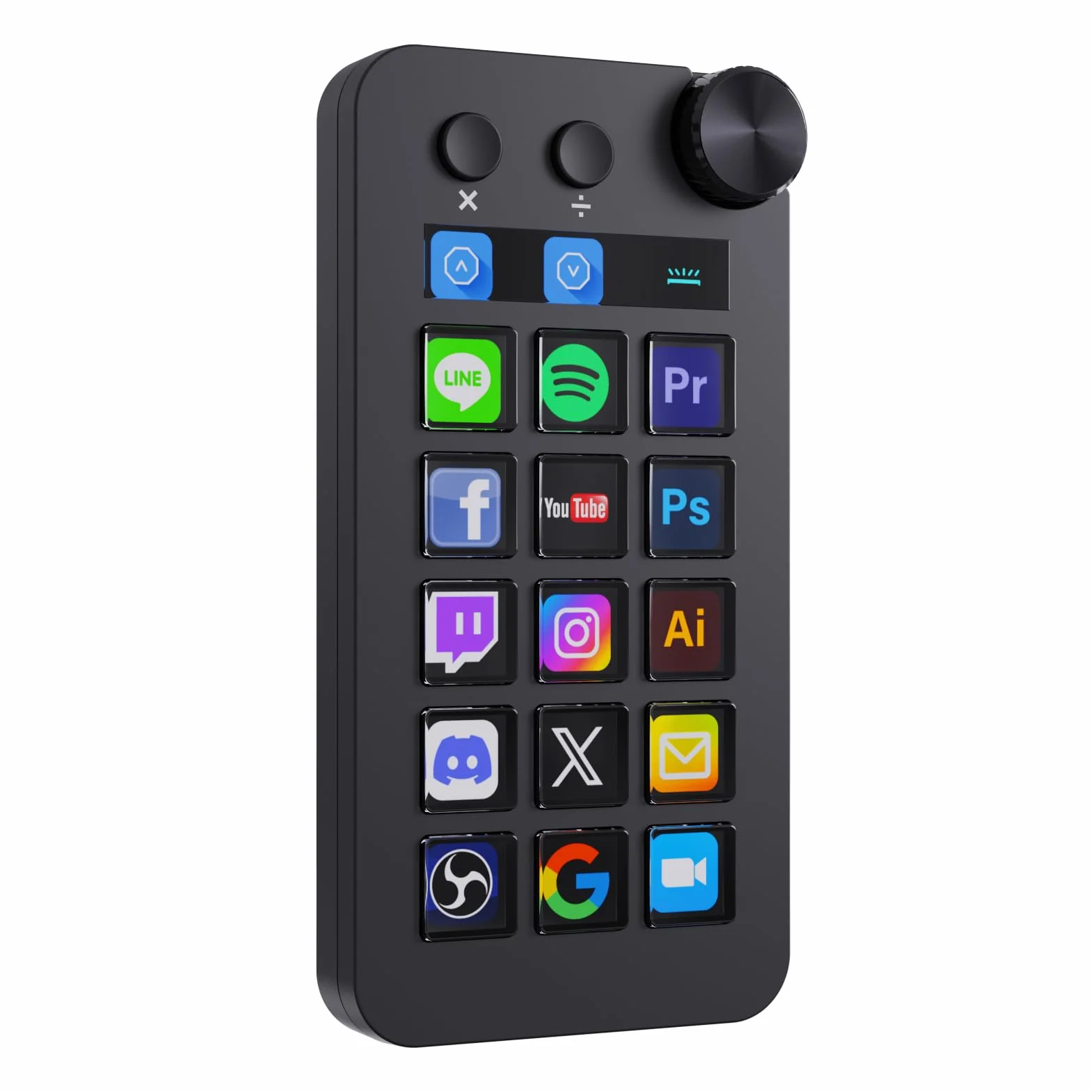 Treaslin N1 3-in-1 Stream Controller Deck,Professional Macro Keypad with 15 Animated LCD Keys,Knob&Display,Doubles as Numpad&Calculator for Streaming&Productivity(Win10+/Mac14.0+)-Black