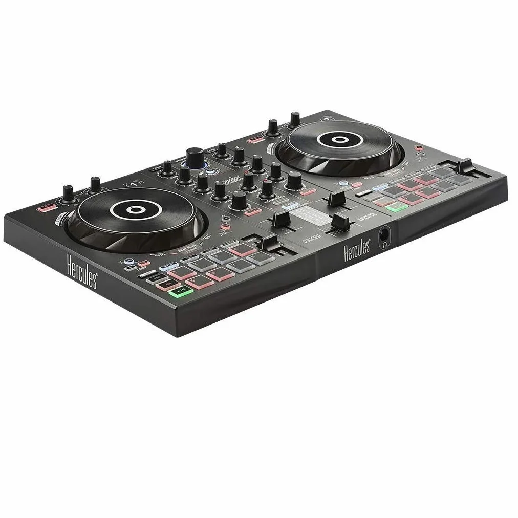 Hercules DJControl Inpulse 300 – Contrôleur DJ USB - 2 pistes avec 16 pads et carte son - Logiciel et tutoriels inclus