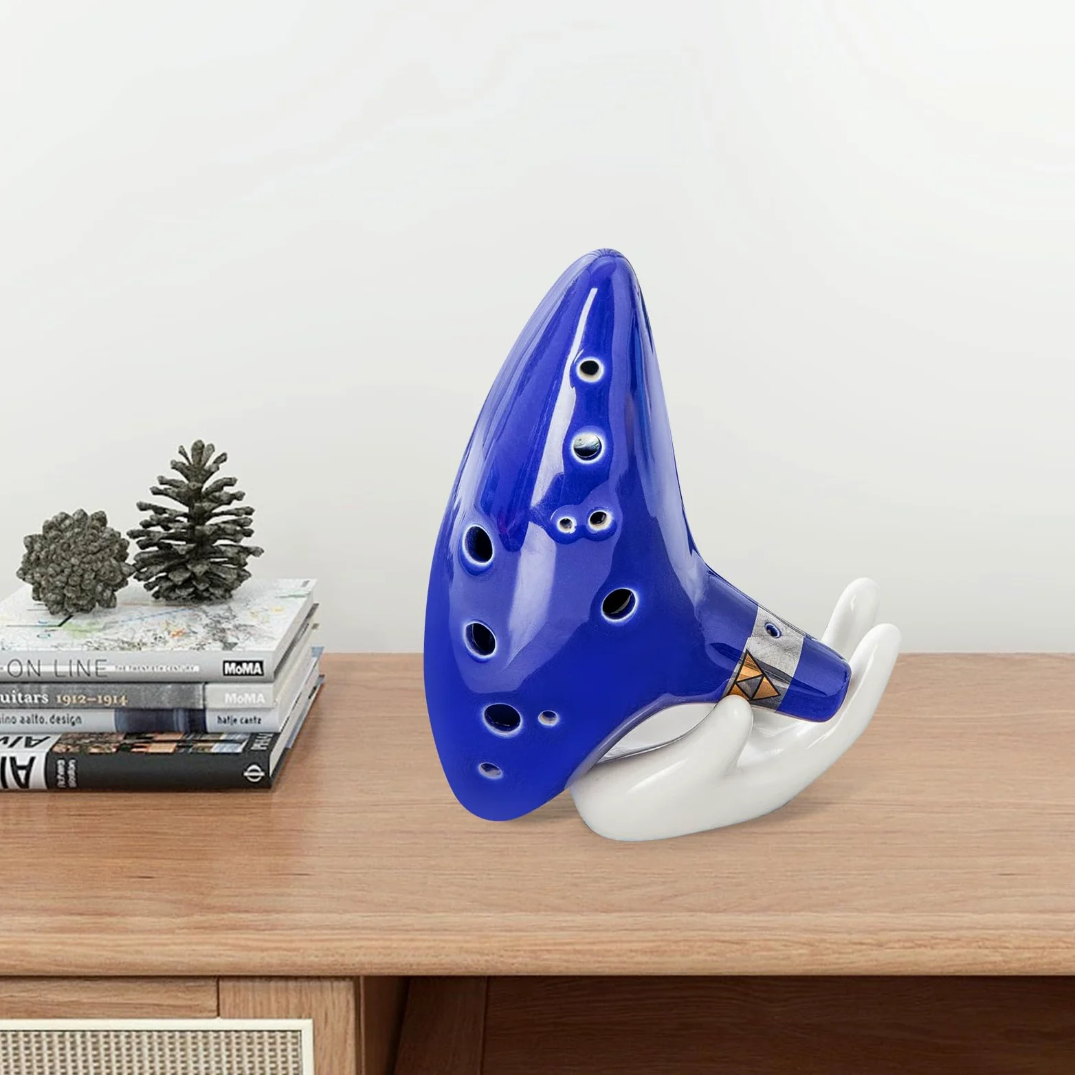 Nizirioo Ocarina, 12 Trous Alto C Ocarina, Céramique Piccolo Instrument Avec Présentoir En Forme De Main, Sac De Protection, Lanière Tour De Cou Et Livre De Chansons (Bleu)