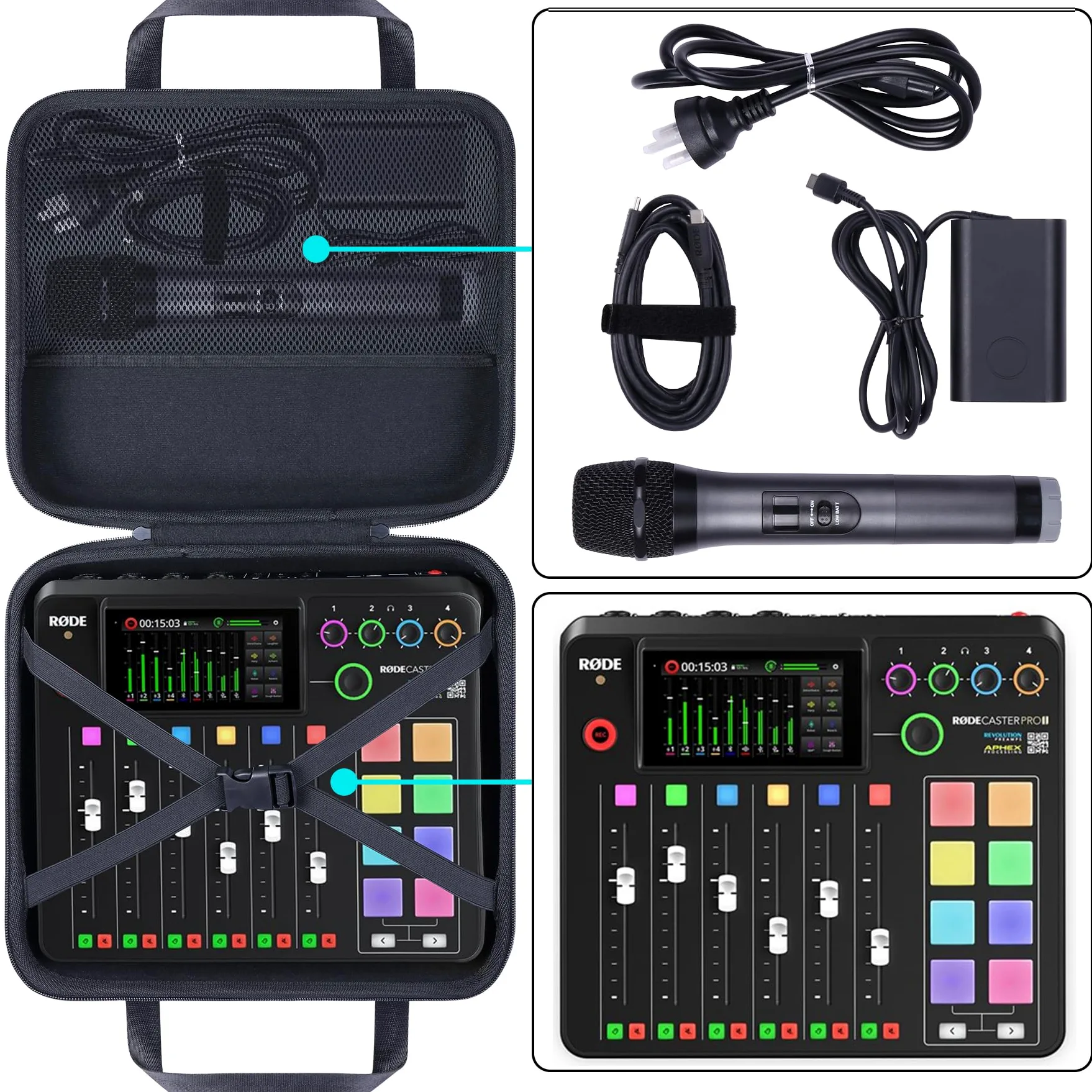 Khanka Étui de Transport Rigide Compatible avec la Production Tout-en-Un RØDECaster Pro II, Housse de Protection de Voyage pour RØDE Caster Pro II (étui Uniquement)