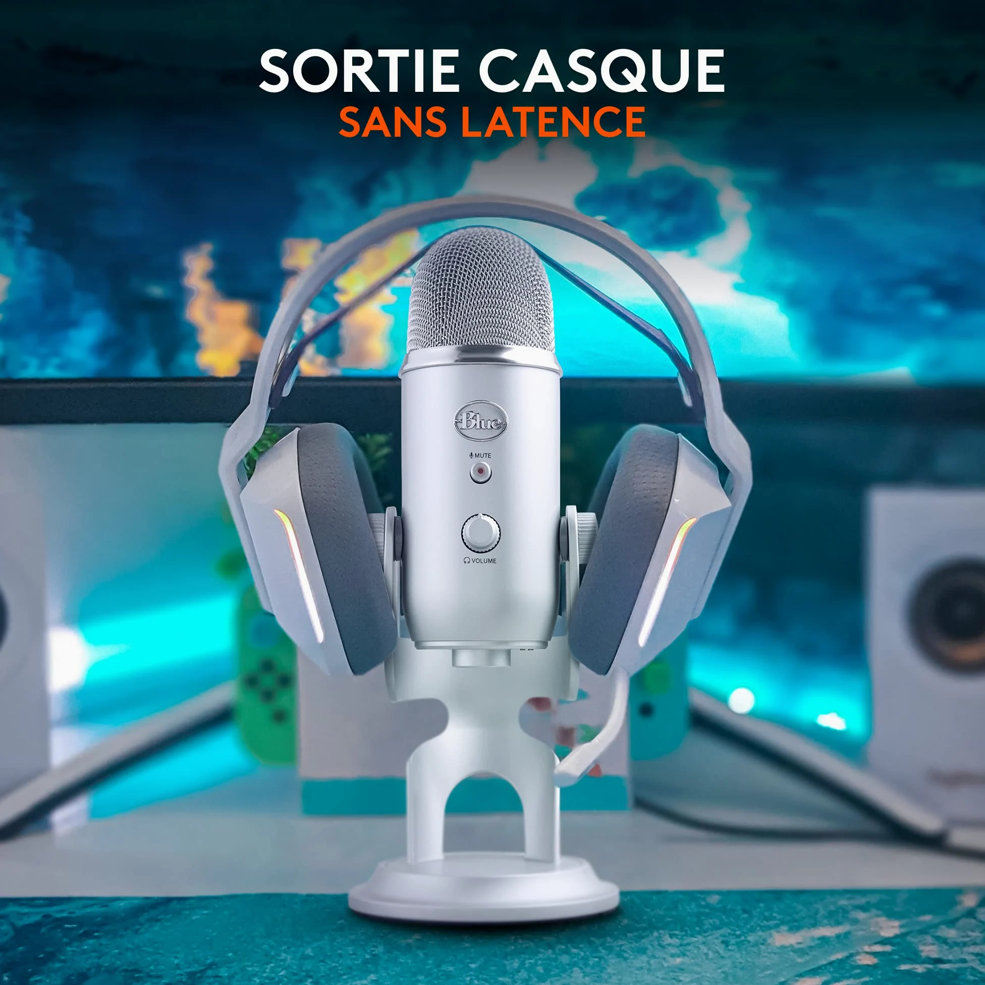 Blue Microphones Yeti, Micro USB pour Enregistrer, Streaming, Gaming, Podcast, Micro Gaming condensateur, Micro PC & Mac avec Effets Blue VO!CE, Support ajustable, Plug and Play - Argent