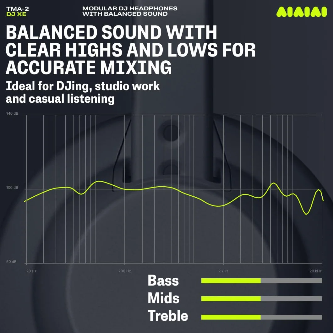 AIAIAI TMA-2 DJ XE - Casque DJ Professionnel on-Ear avec Son équilibré et Clair, Coussinets à Haute Isolation et Poids de Seulement 168 g, Design modulaire avec pièces Facilement remplaçables