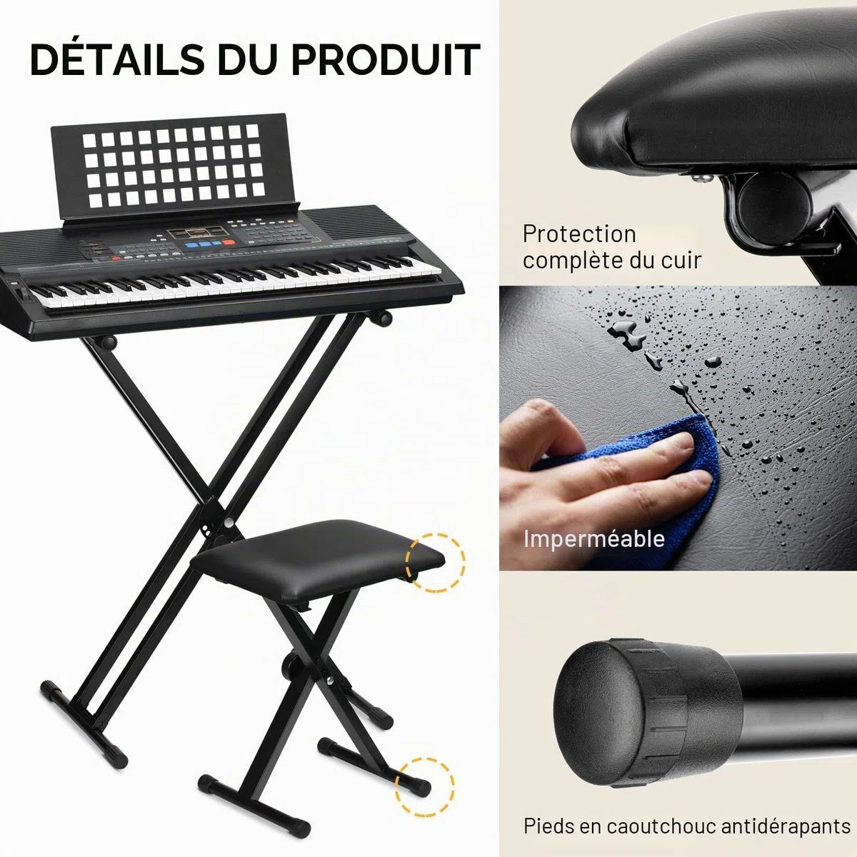 CAHAYA Banc de Piano réglable en Hauteur de Style X pour Clavier, siège de Chaise rembourré pour Clavier électronique et Piano numérique, Noir CY0333