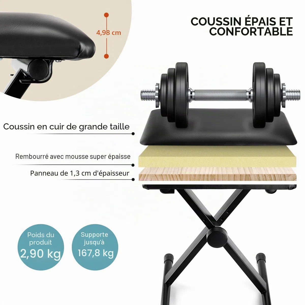 CAHAYA Banc de Piano réglable en Hauteur de Style X pour Clavier, siège de Chaise rembourré pour Clavier électronique et Piano numérique, Noir CY0333