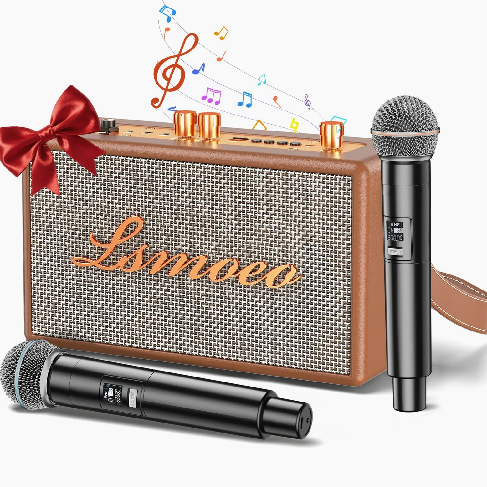 Machine de Karaoké avec 2 Microphones sans Fil pour Adultes Enfants,Karaoke Adulte Prise en Charge de l'extension Microphone à Quatre canaux,pour Les fêtes à la Maison, Les Cadeaux Vintage