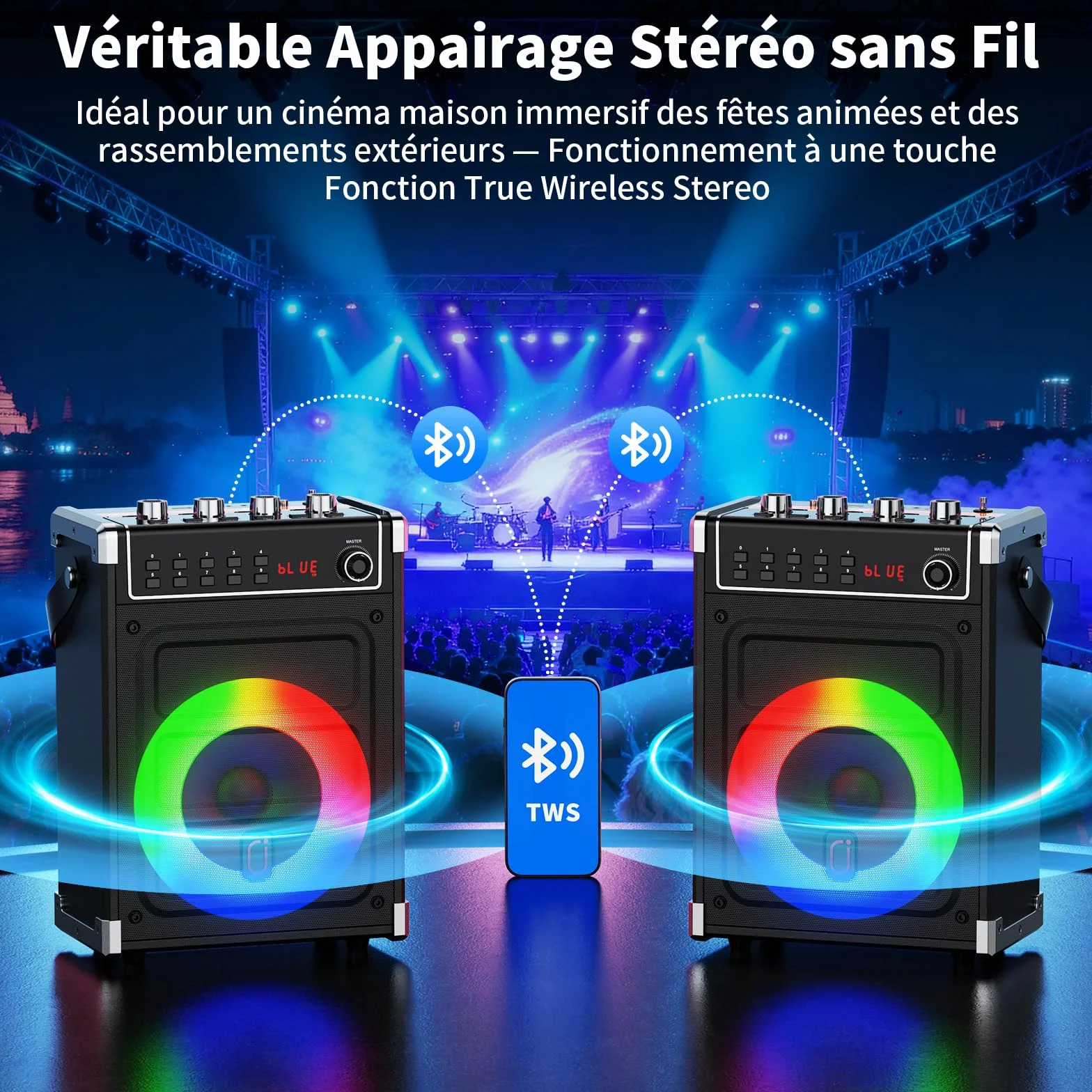JYX Machine Karaoke Adulte, 380W Puissance, Enceintes Karaoké Professionnelles avec 2 Micro sans Fil et Lumières Fête DJ, Système karaoké Portable Compatible TWS/AUX/FM/USB/TF, Noir