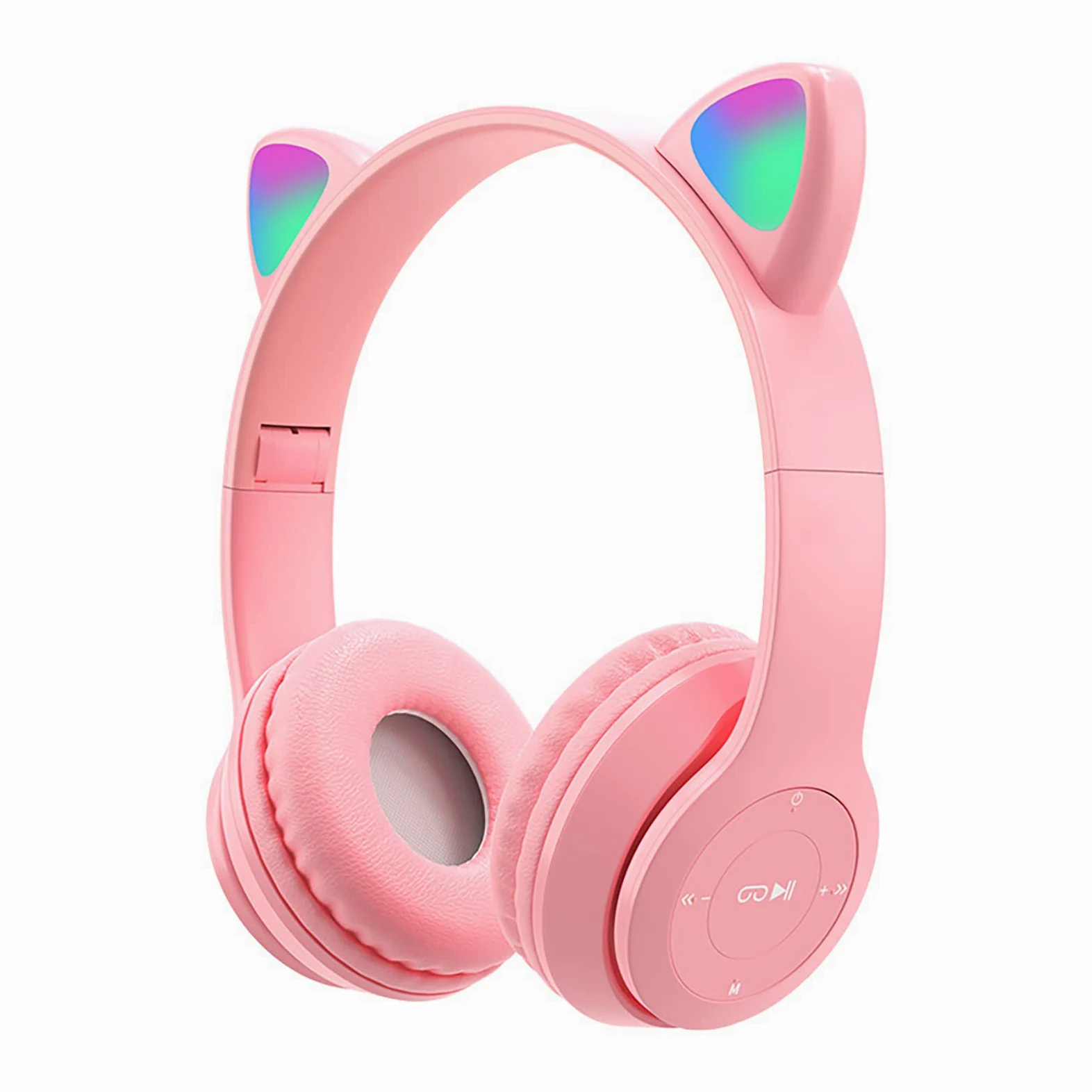 Casque d'écoute sans fil Bluetooth 5.0, écouteurs d'oreille de Chat Pliables Sur l'oreille avec Lumières Colorées, Unité de Pilote de 40 mm, pour iPhone/iPad/Smartphones/Ordinateur Portable/PC/TV
