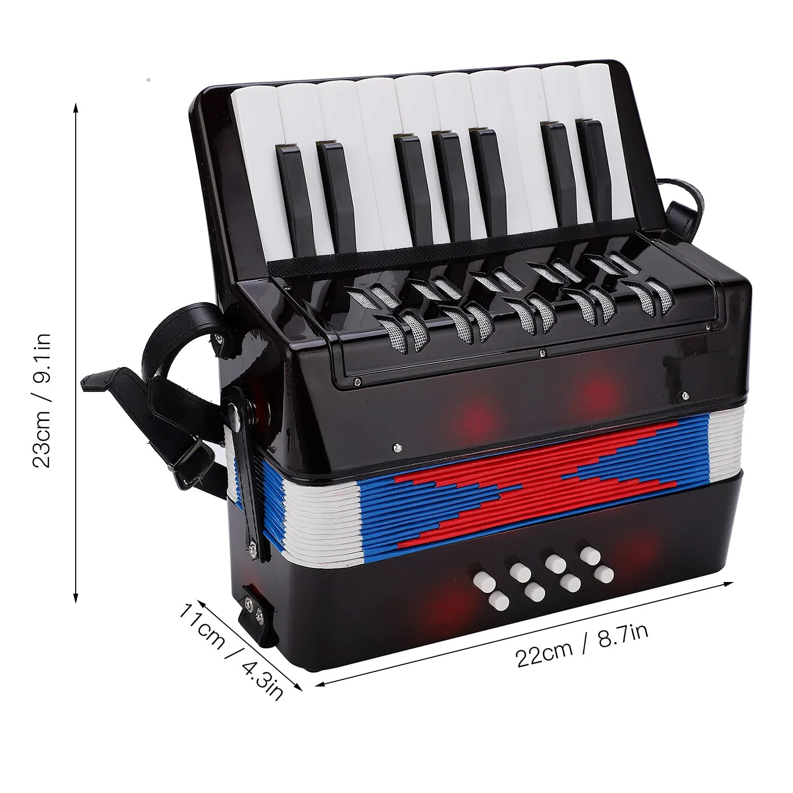 Accordéen, instrument de musique de qualité sonore douce 17 touches et 8 touches de basse facile à jouer pour la maison pour les débutants