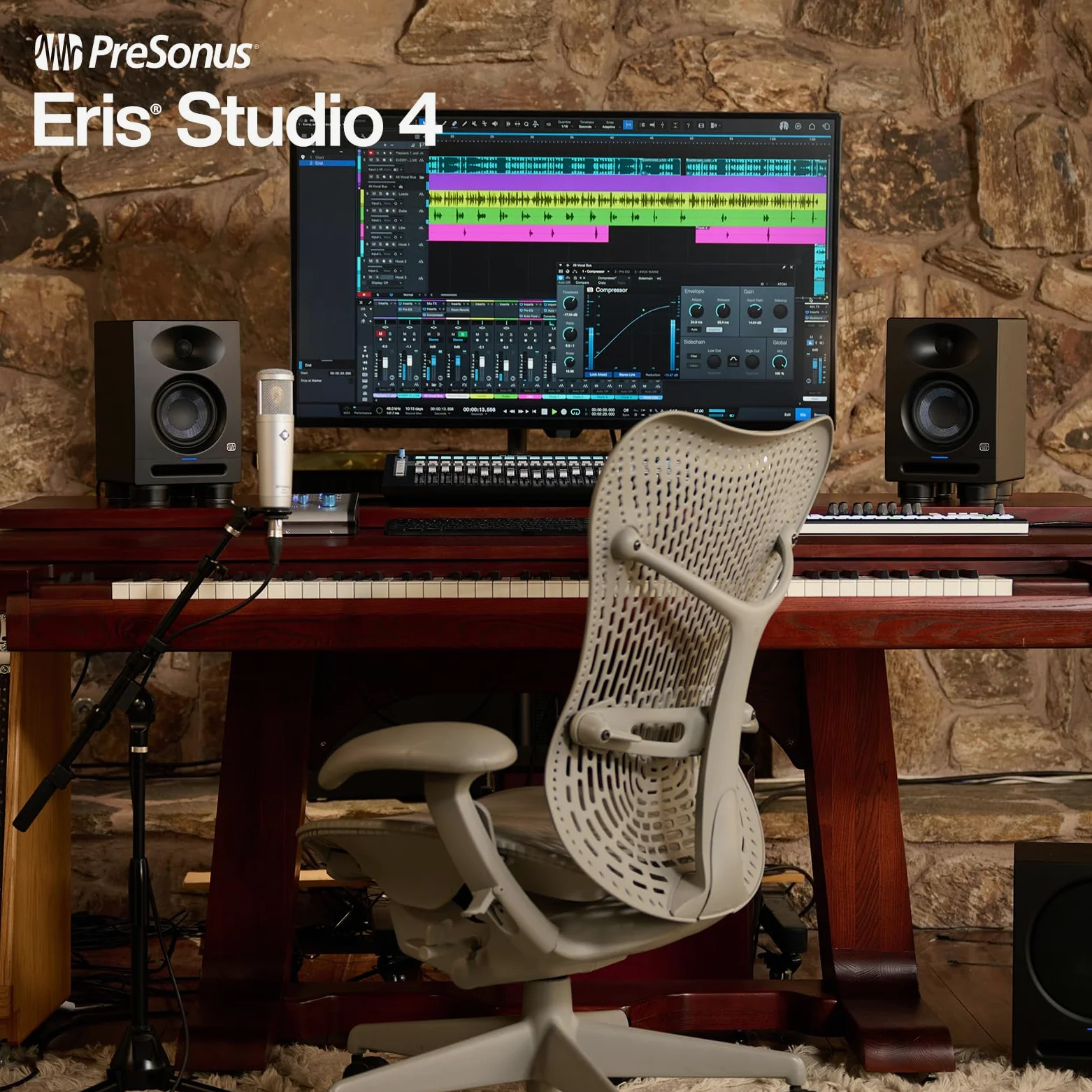 PreSonus Eris Studio 4, Moniteur de Studio Actif 4,5" a 2 Voies avec Guide d'Ondes EBM