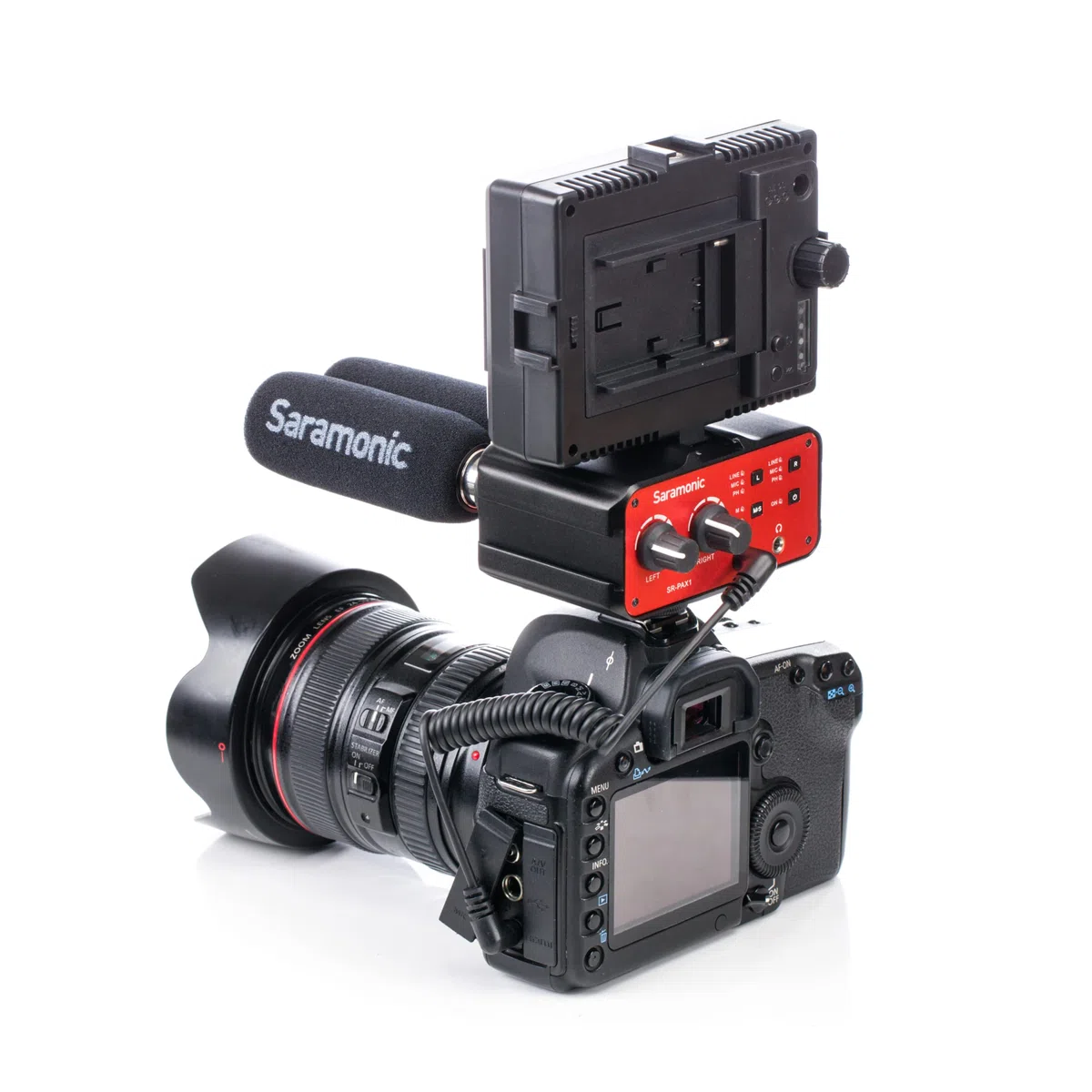 Saramonic 2-Ch XLR, 1/4" & 1/8" sur caméra mélangeur avec préamplis, Sortie Casque pour Appareil Photo Reflex numérique/sans Miroir/vidéo (SR-PAX1)