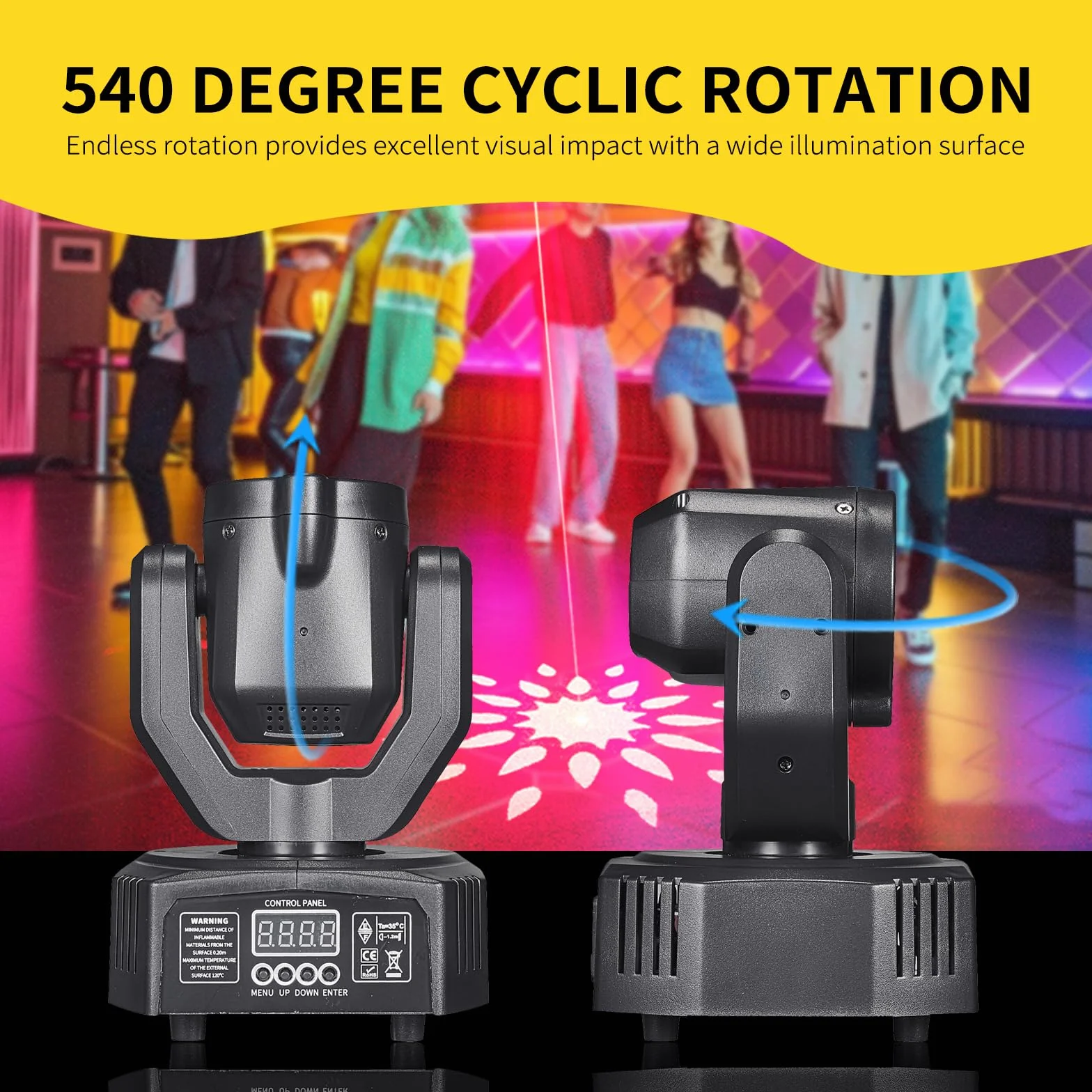 LT04 Lampe disco à tête mobile pour fête, projecteur DJ RVB contrôlé par la musique, projecteur à effet DMX, pour KTV, réunion de famille, mariage, anniversaire, Halloween