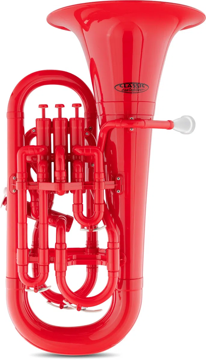 Classic Cantabile MardiBrass Euphonium Bb en plastique - 4 pistons en aluminium - seulement 2,2 kg - avec embouchure et housse - rouge