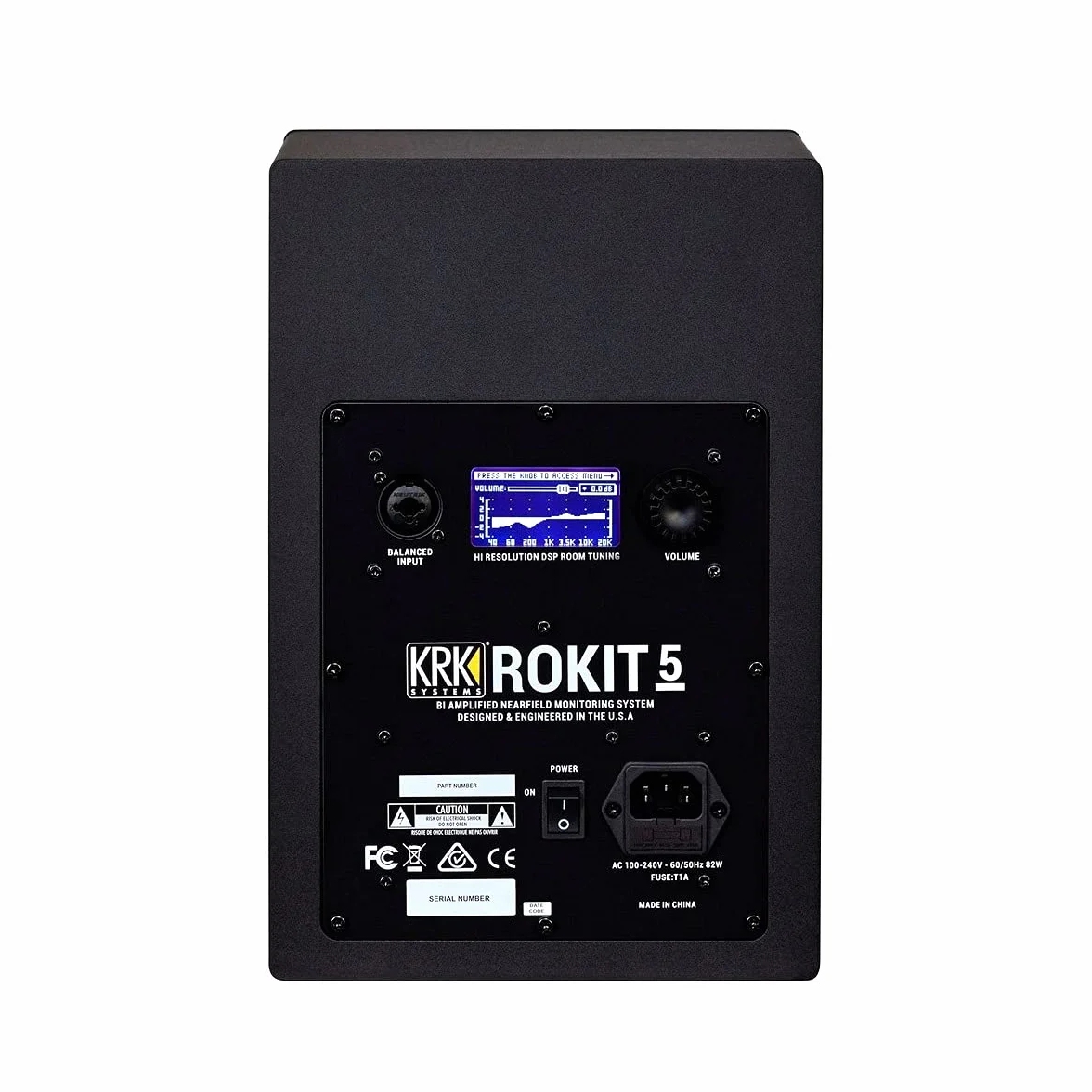 Enceinte de Monitoring Studio 5" KRK ROKIT RP5 G4 – Enceinte active de studio Conçue aux USA – Classe D – Égaliseur LCD – Réglages d'égalisation graphique, Connecteurs TRS/XLR, Compatible avec App KRK
