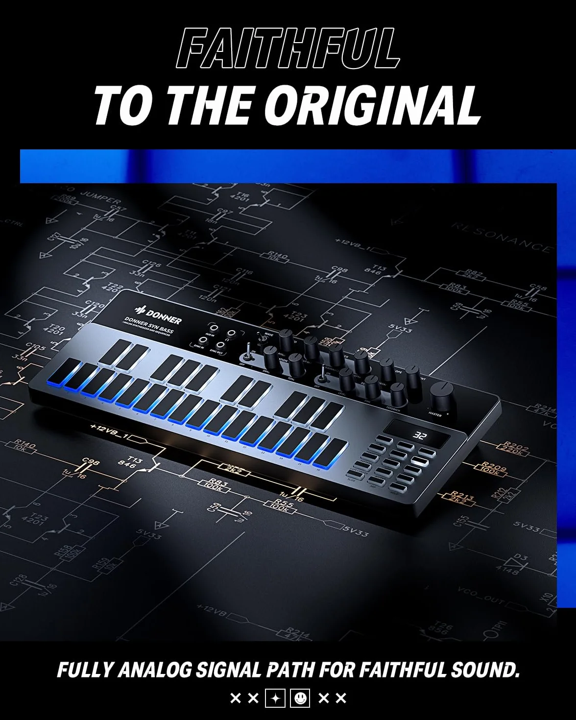 DONNER B1Analog Bass Synthesizer and Sequencer