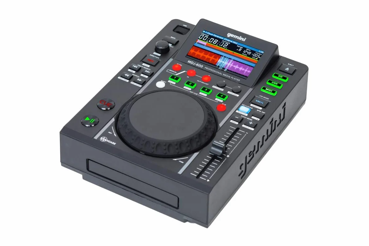 Gemini MDJ-600 Lecteur multimédia pour DJ avec écran Couleur 4,3" et molette de défilement de 5"