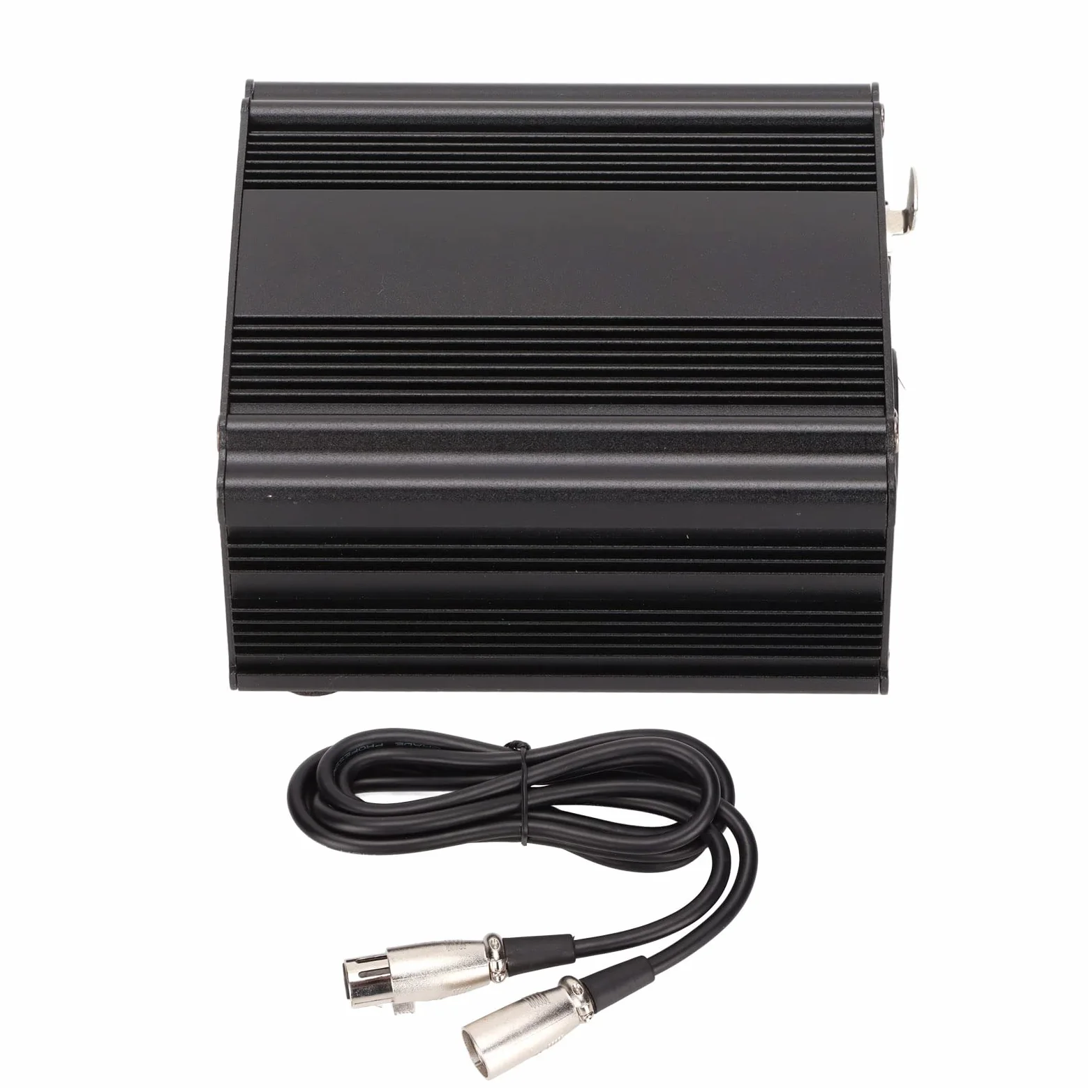 ASHATA Alimentation Fantôme 48 V, Alimentation Fantôme Professionnelle Portable Anti-Bruit avec Câble XLR 3 Broches pour Tout Microphone à Condensateur équipement D'enregistrement de Musique(EU)