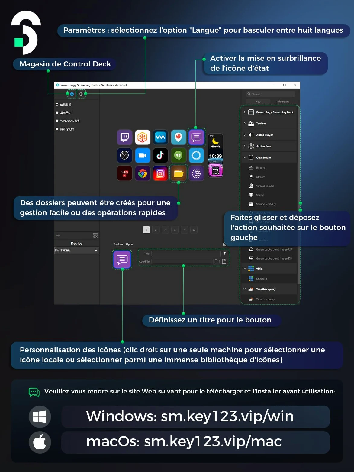SOOMFON Control Deck Stream Contrôleur V2024 - Contrôleur Studio avec 15 Touches Macro, Déclenchement Actions Dans Apps et Logiciels Comme OBS, Twitch, ​YouTube, pour Live-Streaming & Editing