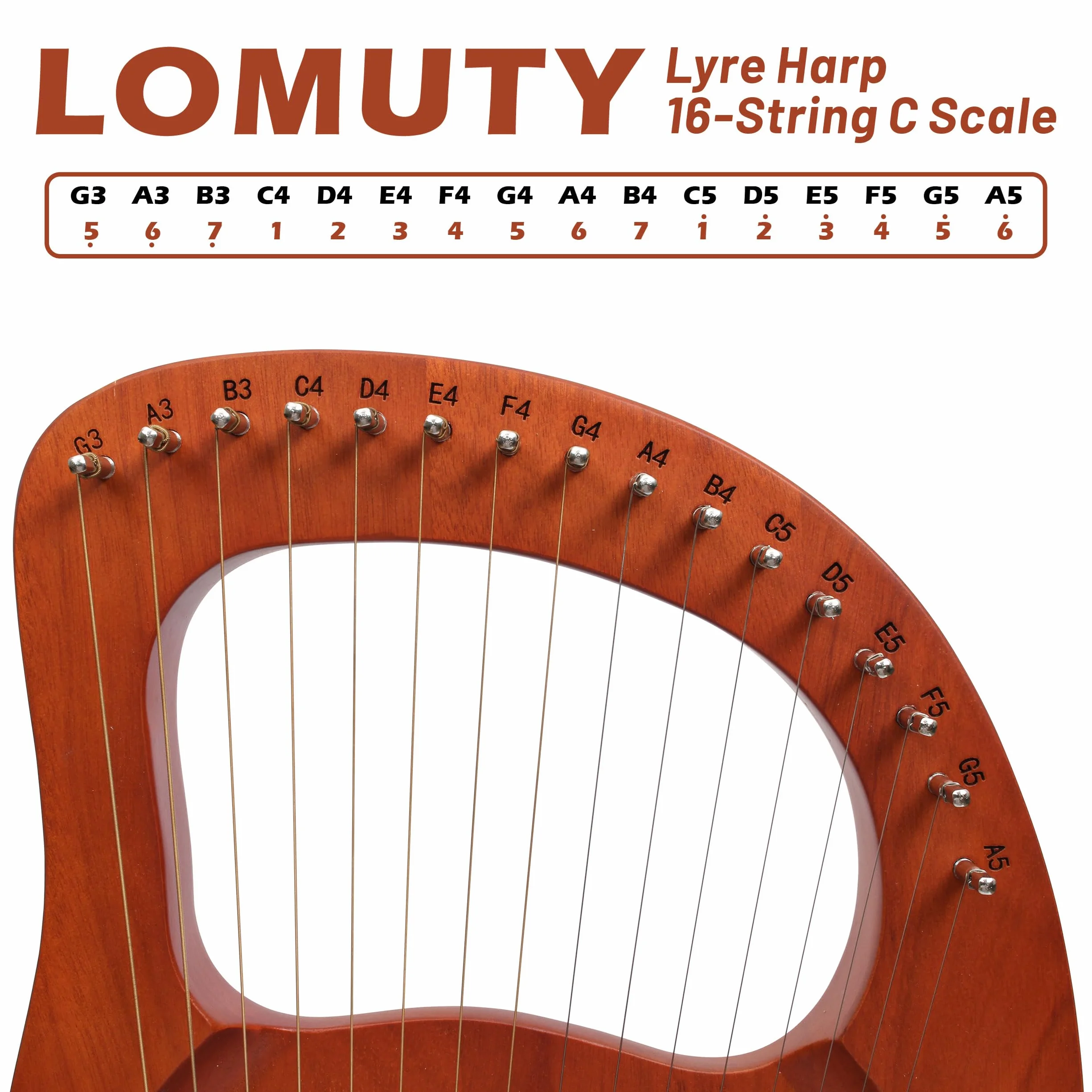 Little Lyre Harpe 16 cordes en acajou avec cordes en métal Style antique avec clé d'accordage et sac de transport Marron