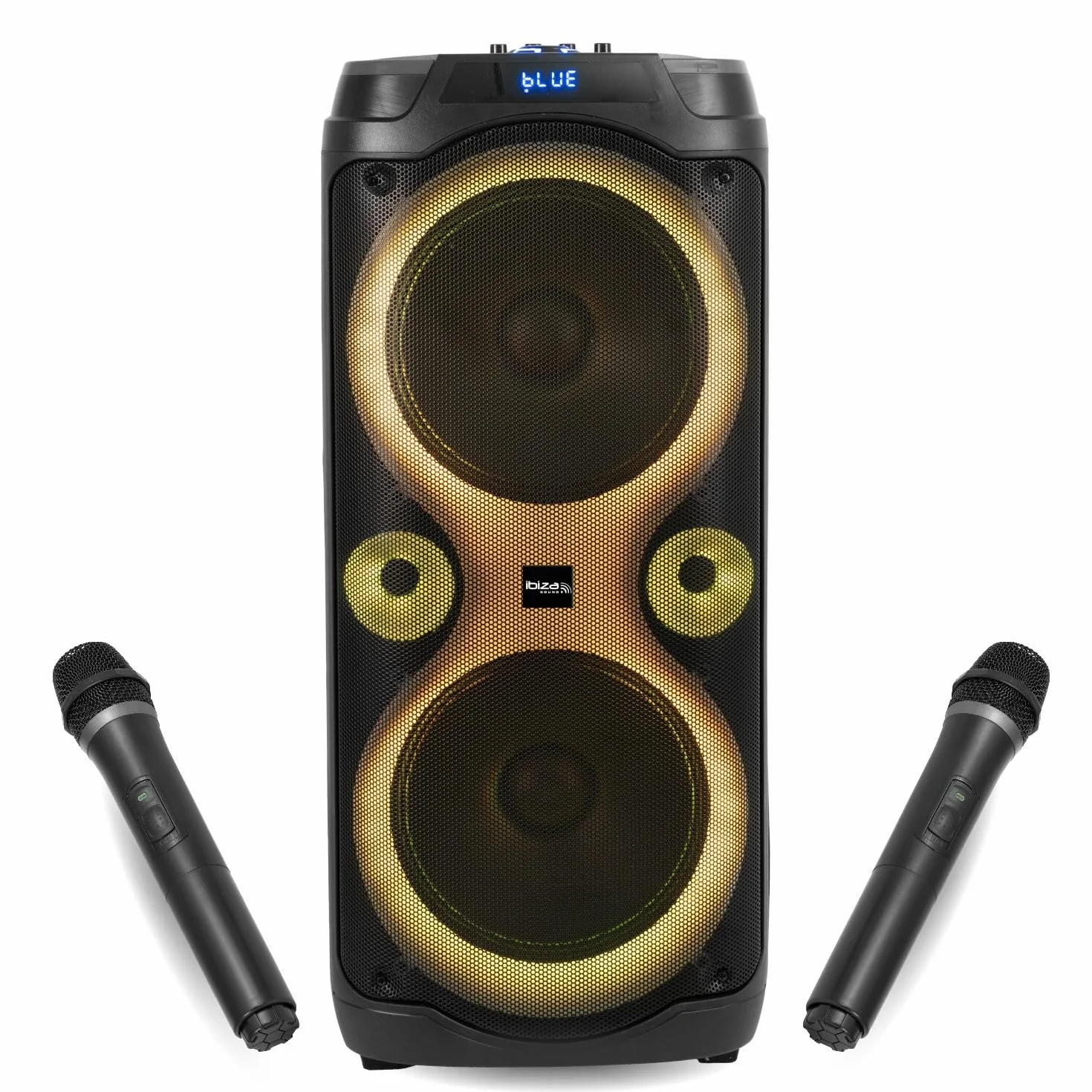 Ibiza Sound - Pack Enceinte Karaoké Columba-Karaoke 1000W USB Bluetooth TWS - 2 Micros sans Fil - Effet Astro LED 6 Couleurs - Soirée