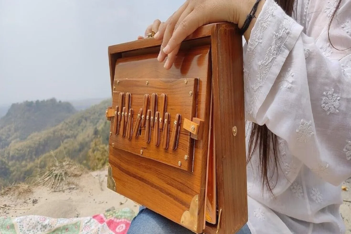 Shruti Box de 30,5 cm pour instrument de musique, surpet accordé à 432 Hz, boîte Shruti en bois de teck pur avec sac de transport
