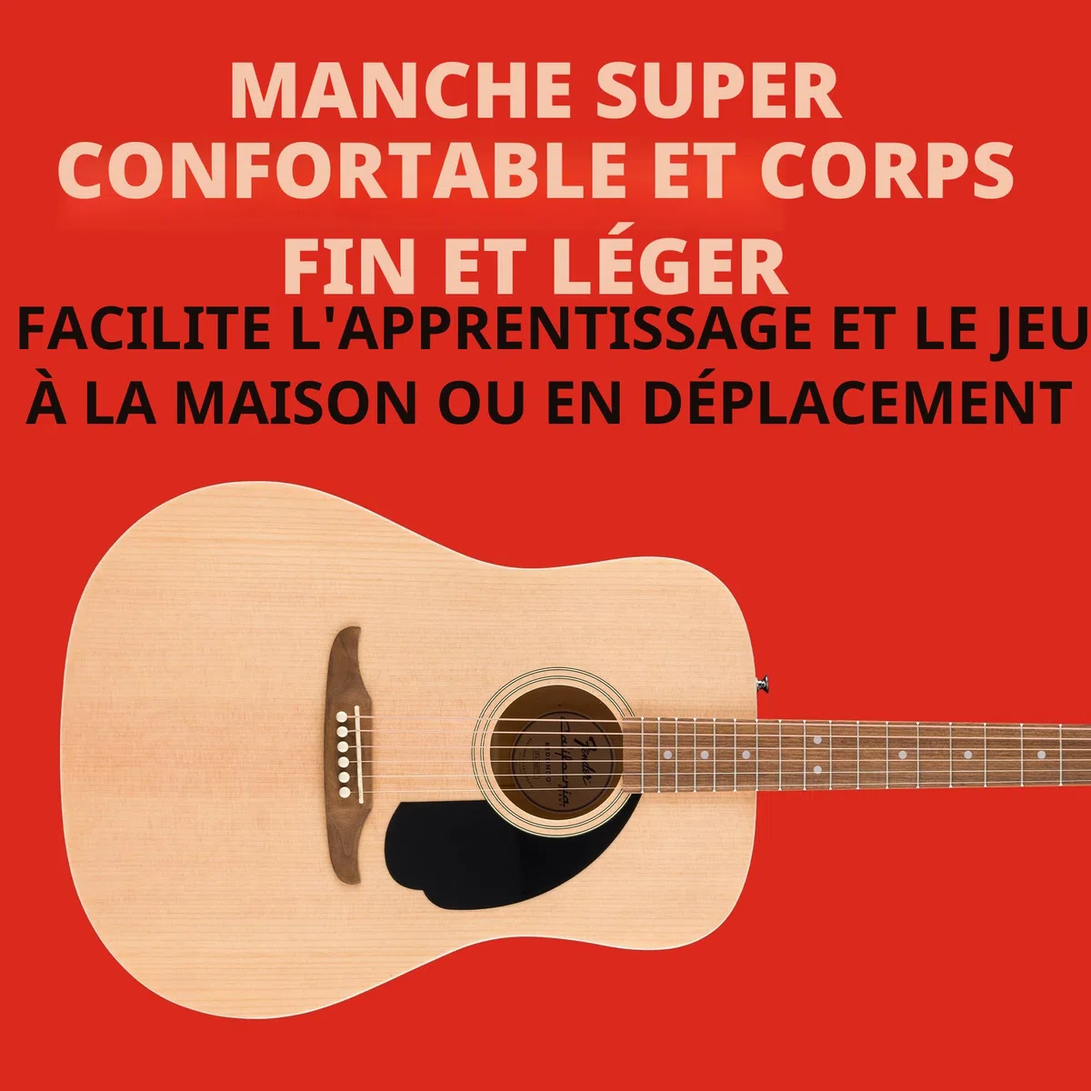 Fender California Debut Redondo Dreadnought Acoustic Guitar, Spruce Top, Black Pickguard, Natural