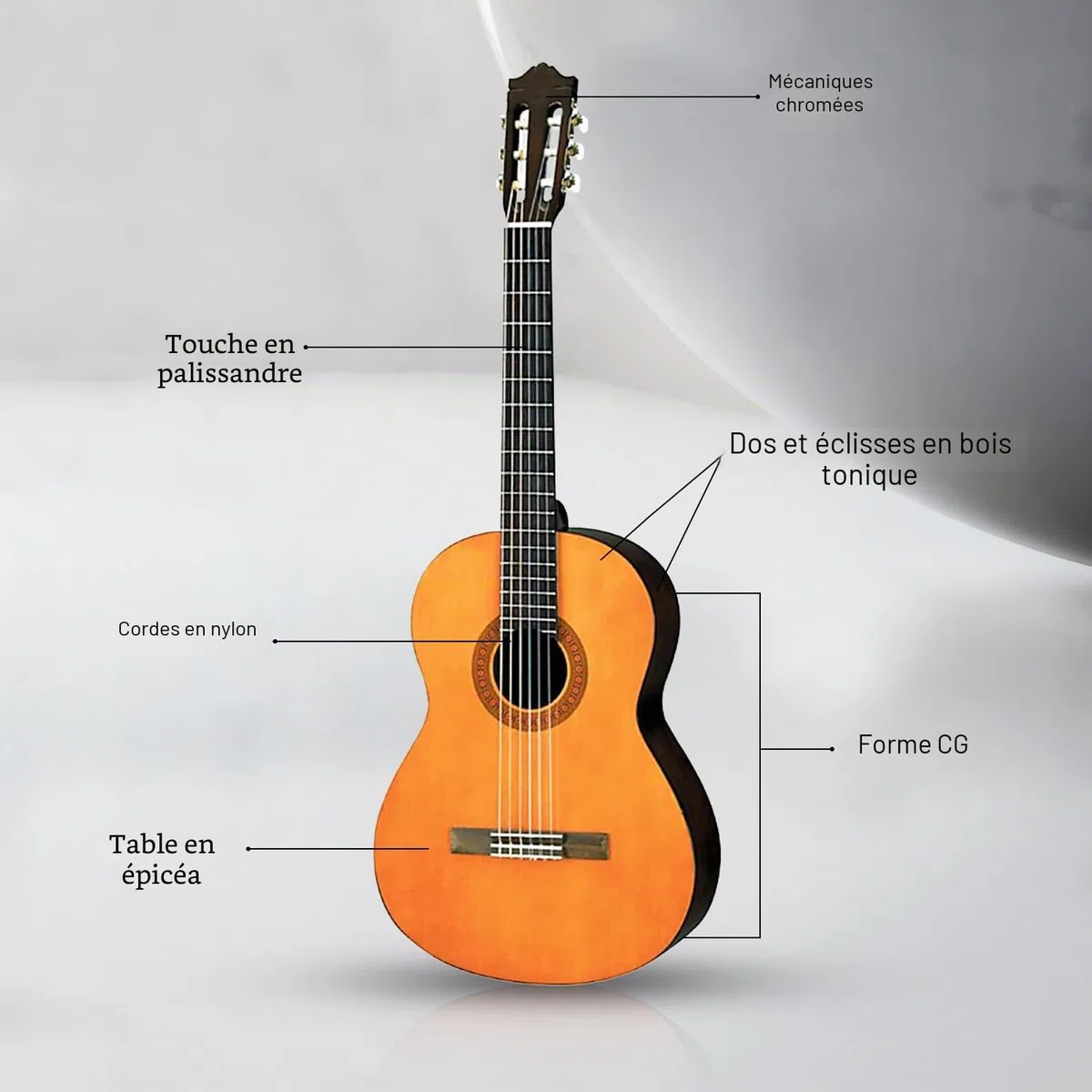 Yamaha C40II Guitare Classique Nature – Guitare traditionnelle 4/4 – Guitare classique d'étude – Idéale pour débutants