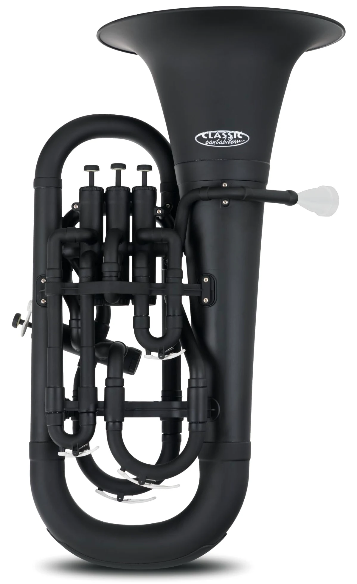 Classic Cantabile MardiBrass Euphonium Bb en plastique - 4 pistons en aluminium - seulement 2,2 kg léger - avec embouchure et housse - noir mat