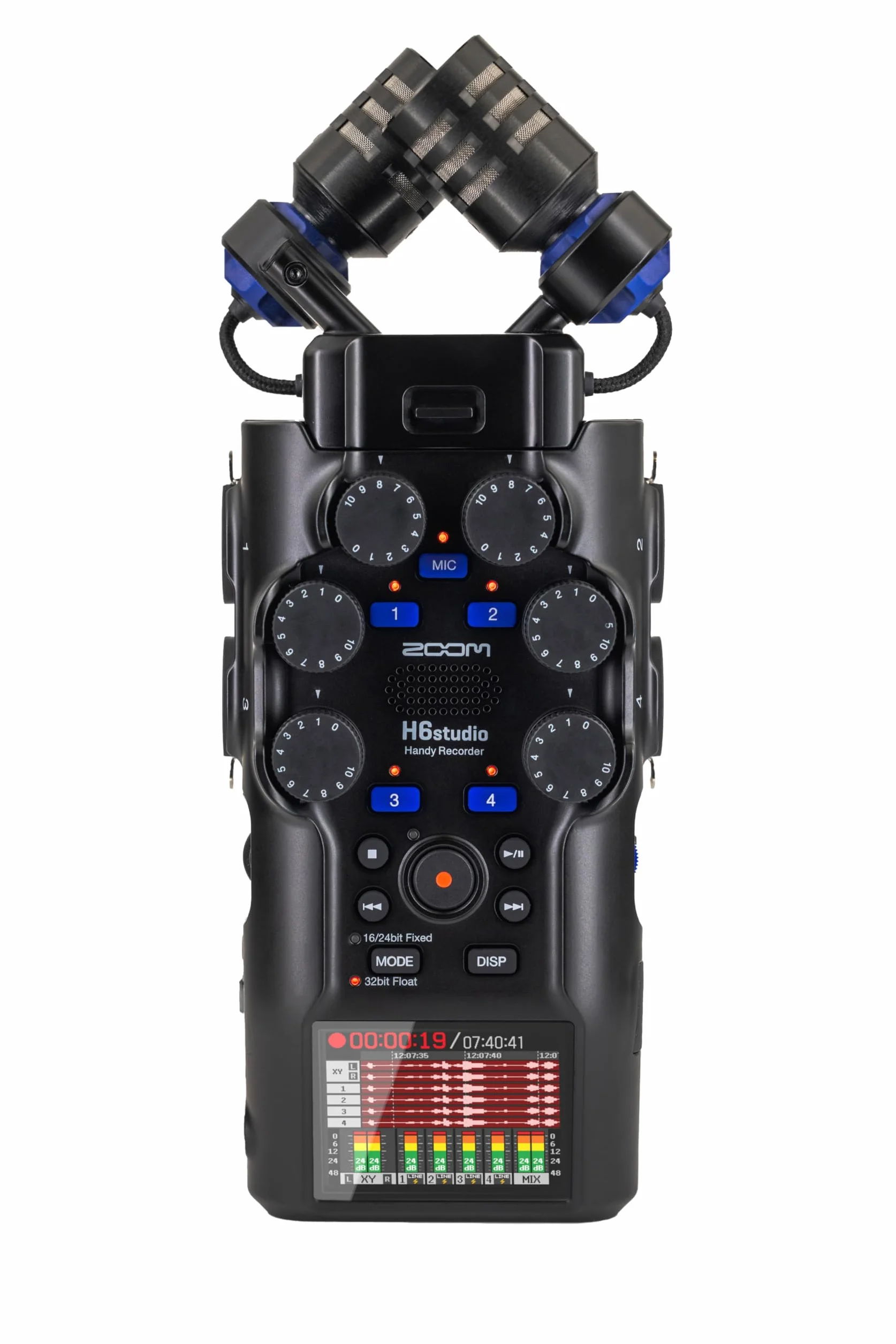 Zoom - H6Studio enregistreur 6 pistes 32 bits à virgule flottante 192 kHz avec mode 16/24 bits, gain, limiteurs, capsule XYH-5e, compatible SSH-6e-EXH-6e, mode interface audio Mac, Pc, iOS, Android