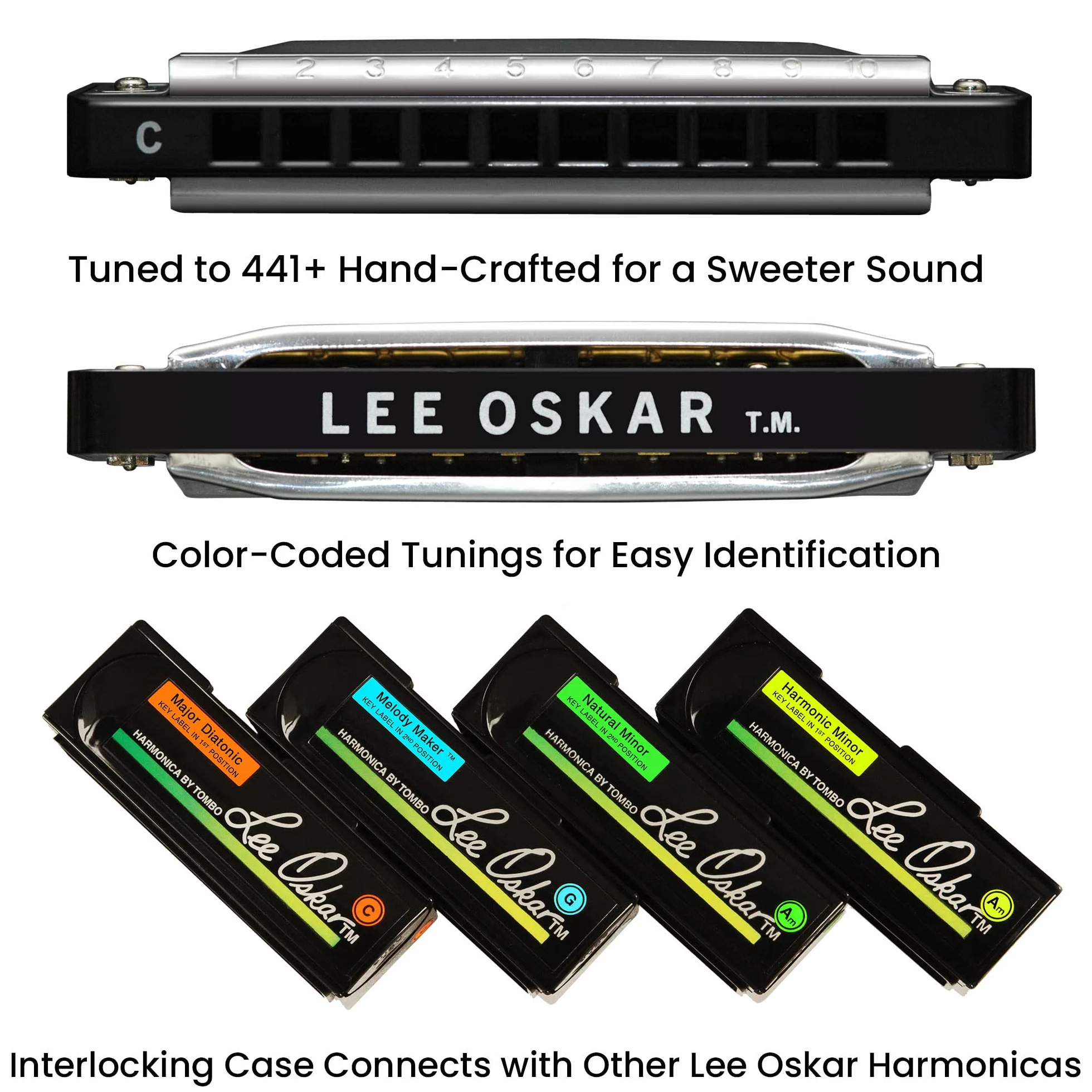 Lee Oskar Harmonica Major Diatonic Sol majeur pour Folk et Blues, Rock, Country, Jazz - Diatonique 10 trous - Plaques d'accord en laiton