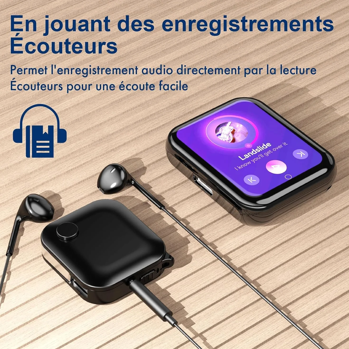 Enregistreur Vocal numérique de 128 Go - Enregistreur Audio Portable avec Effacement du Bruit, Activation vocale, Enregistrement Ultra Net, Lecture intégrée et Rechargeable Via USB, idéal