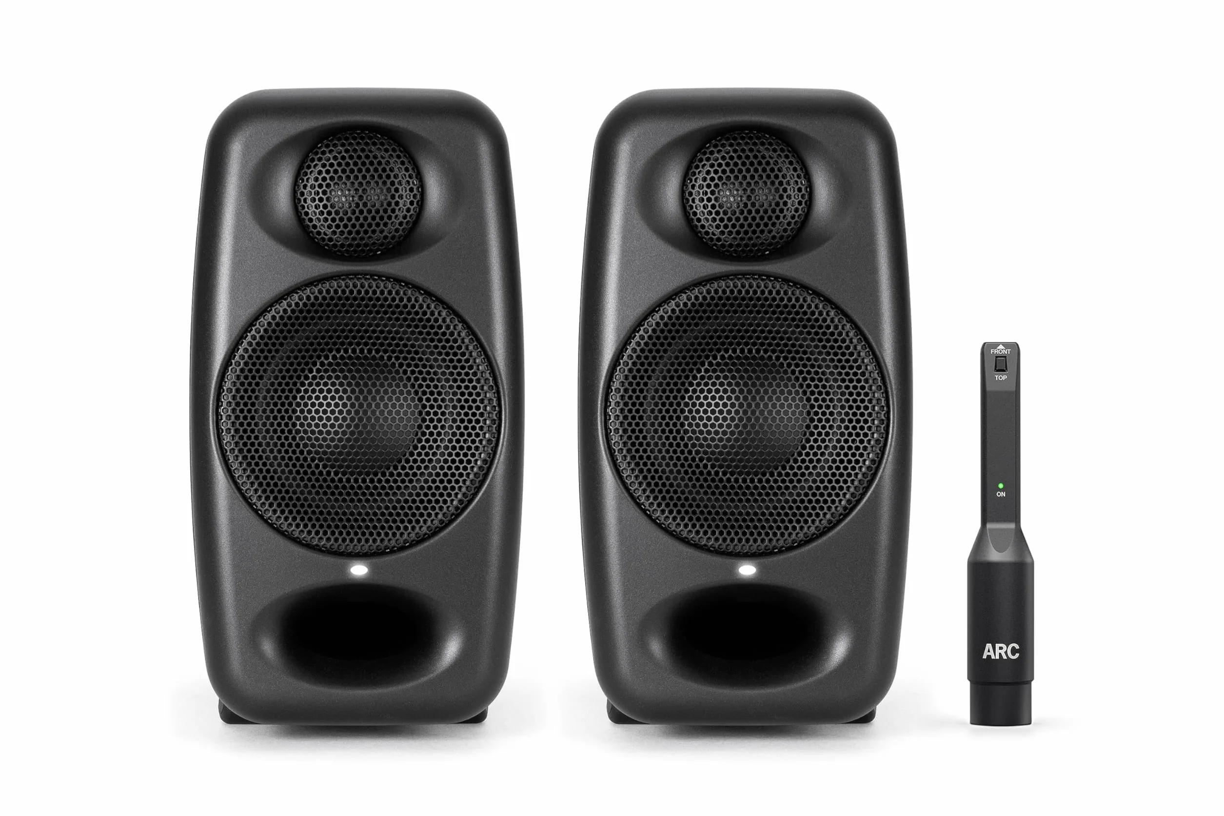 IK Multimedia iLoud Micro Monitor Pro - Paire - Moniteurs de studio de référence compacts à 2 voies, bi-amplifiés, hautement portables et à commande numérique. Micro d'étalonnage ARC inclus. Noir.