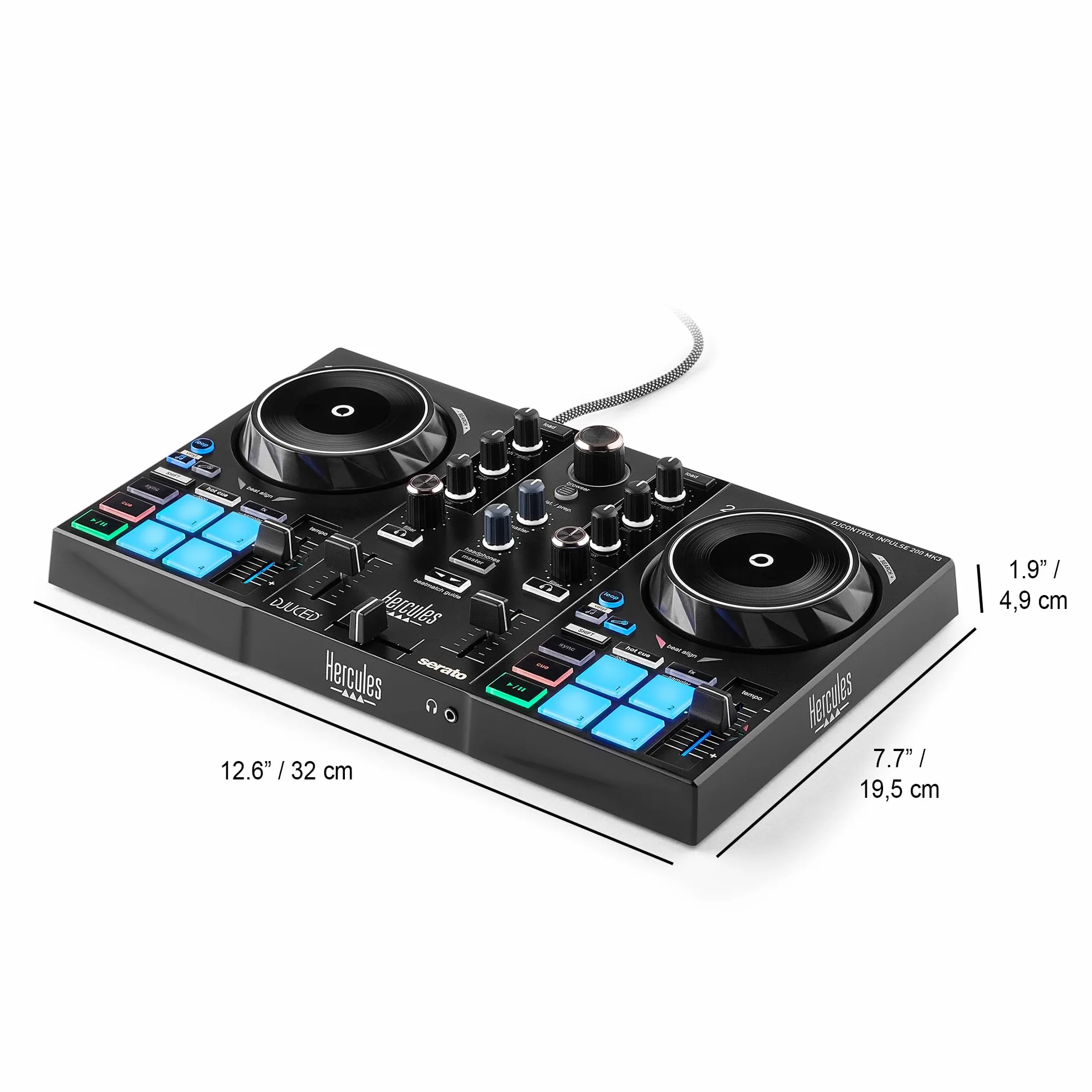 Hercules DJControl Inpulse 200 MK3 avec Casque de Monitoring Hercules HDP DJ45 - Pack DJ Débutant - Logiciels Serato DJ Lite & DJUCED Inclus - Système DJ USB 2 Canaux