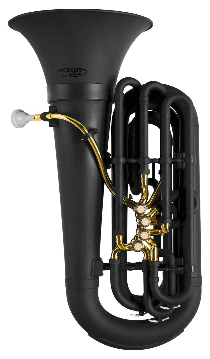 Classic Cantabile MardiBrass Tuba Bb en plastique - Extrêmement légère & très stable - Corps en ABS plastique - Soudure et mécanisme en laiton - avec housse et embouchure - Couleur : noir mat