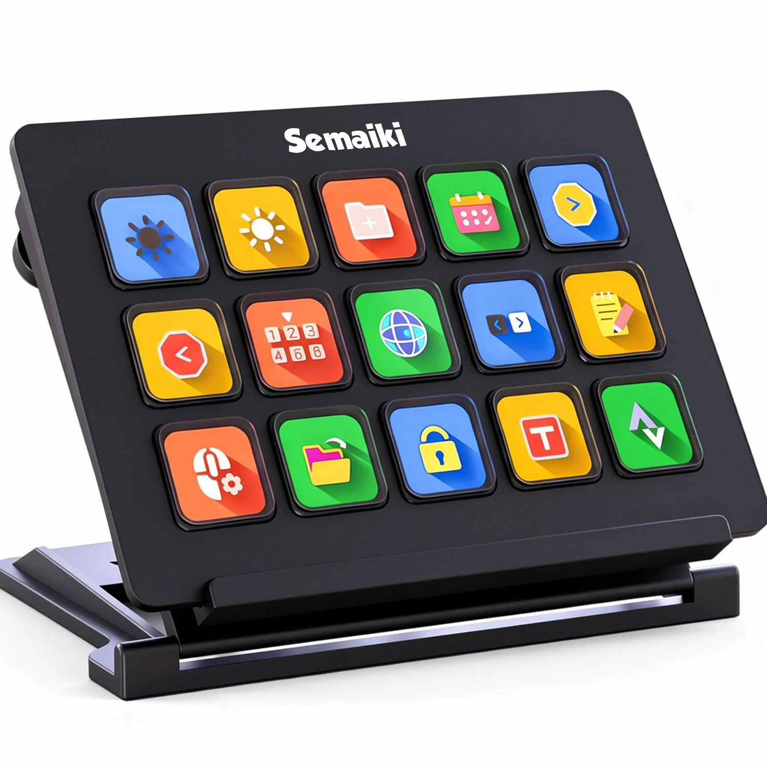 Semaiki Stream Controller Clavier macro avec 15 touches macro LCD personnalisables, déclenche des actions dans les applications et les logiciels tels que OBS, Twitch, Streamlabs, Discord, Mac et