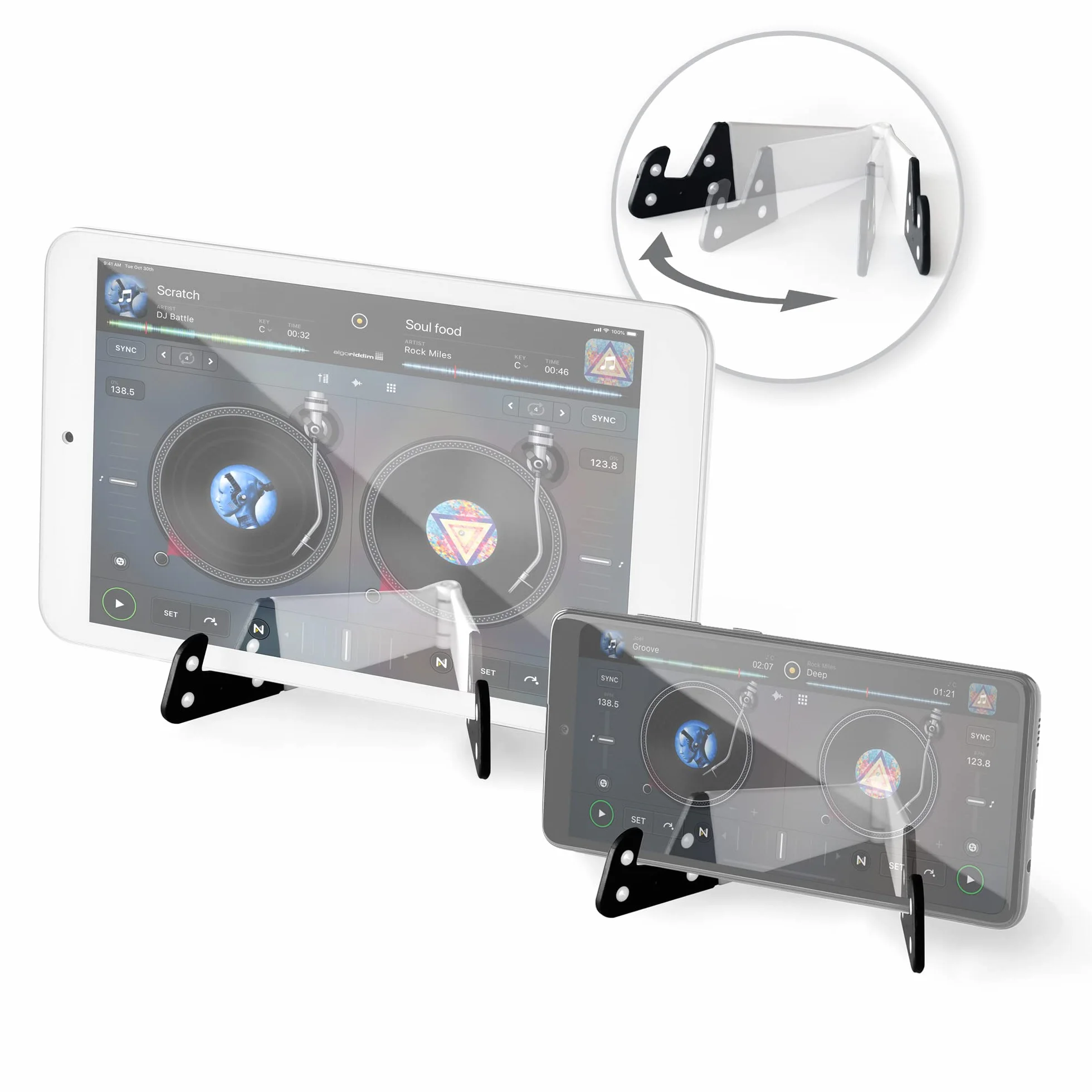 Hercules DJControl Mix Blue Edition – Contrôleur DJ compact avec guides lumineux LED, commandes intuitives et compatibilité avec iOS et Android