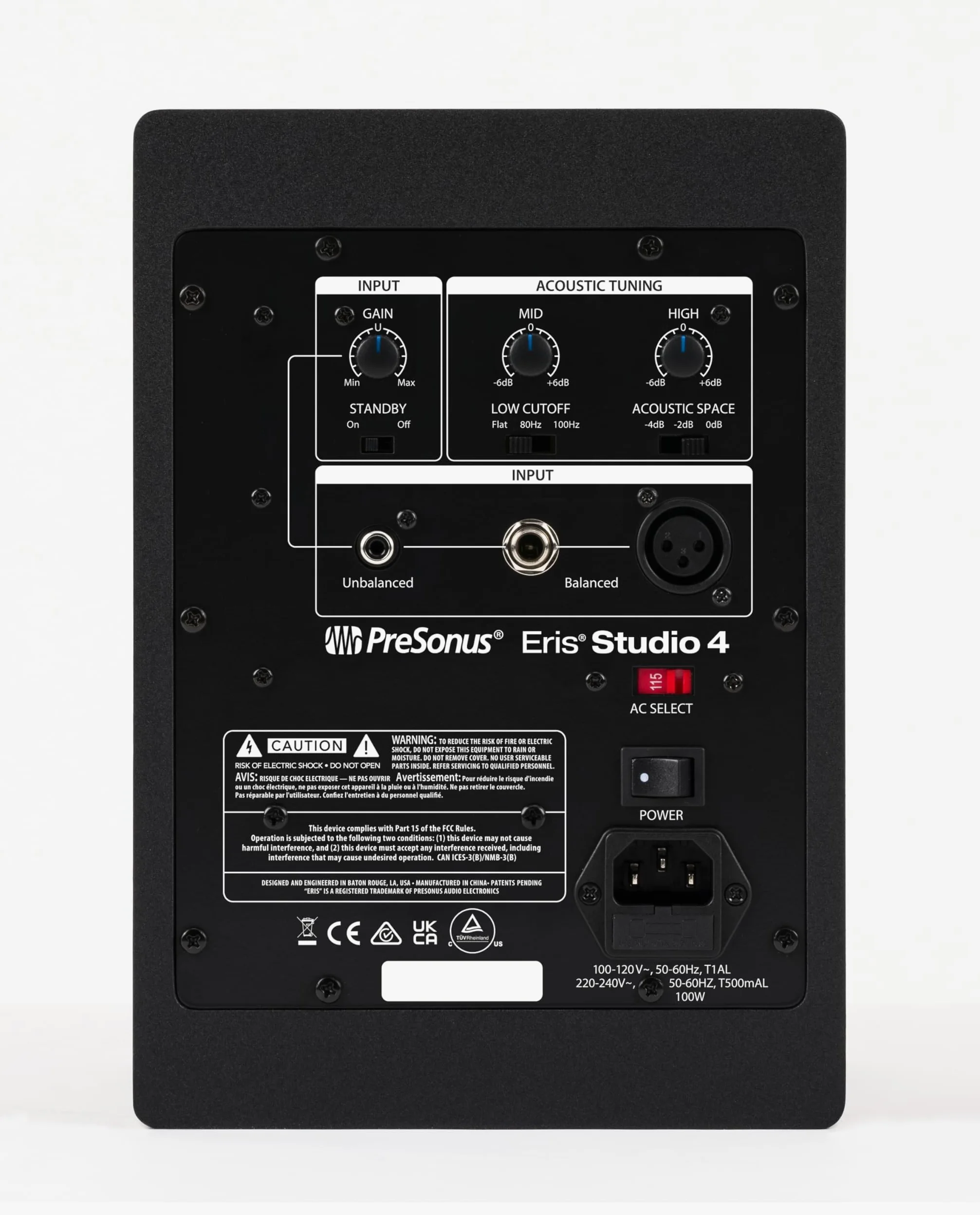 PreSonus Eris Studio 4, Moniteur de Studio Actif 4,5" a 2 Voies avec Guide d'Ondes EBM