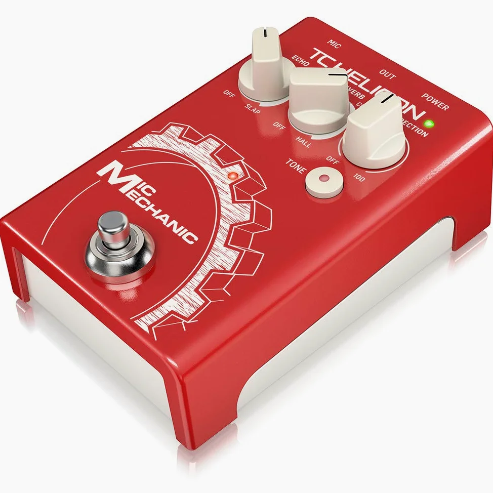 TC Helicon Mic Mechanic 2 Pédale de Compression Vocale Ultra-Simple Alimentée par Pile avec Réverb, Écho et Correction de La Justesse