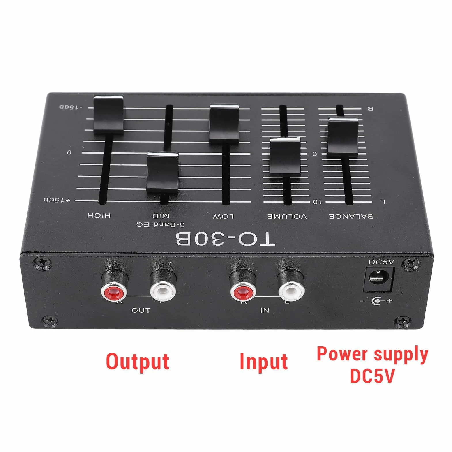 Égaliseur EQ, 3 Bandes Stéréo Haut Moyen Bas avec Contrôle du Volume HIFI, Préampli Sonore pour Électronique Haut-parleurs Amplis Casque Musique Domestique Professionnel