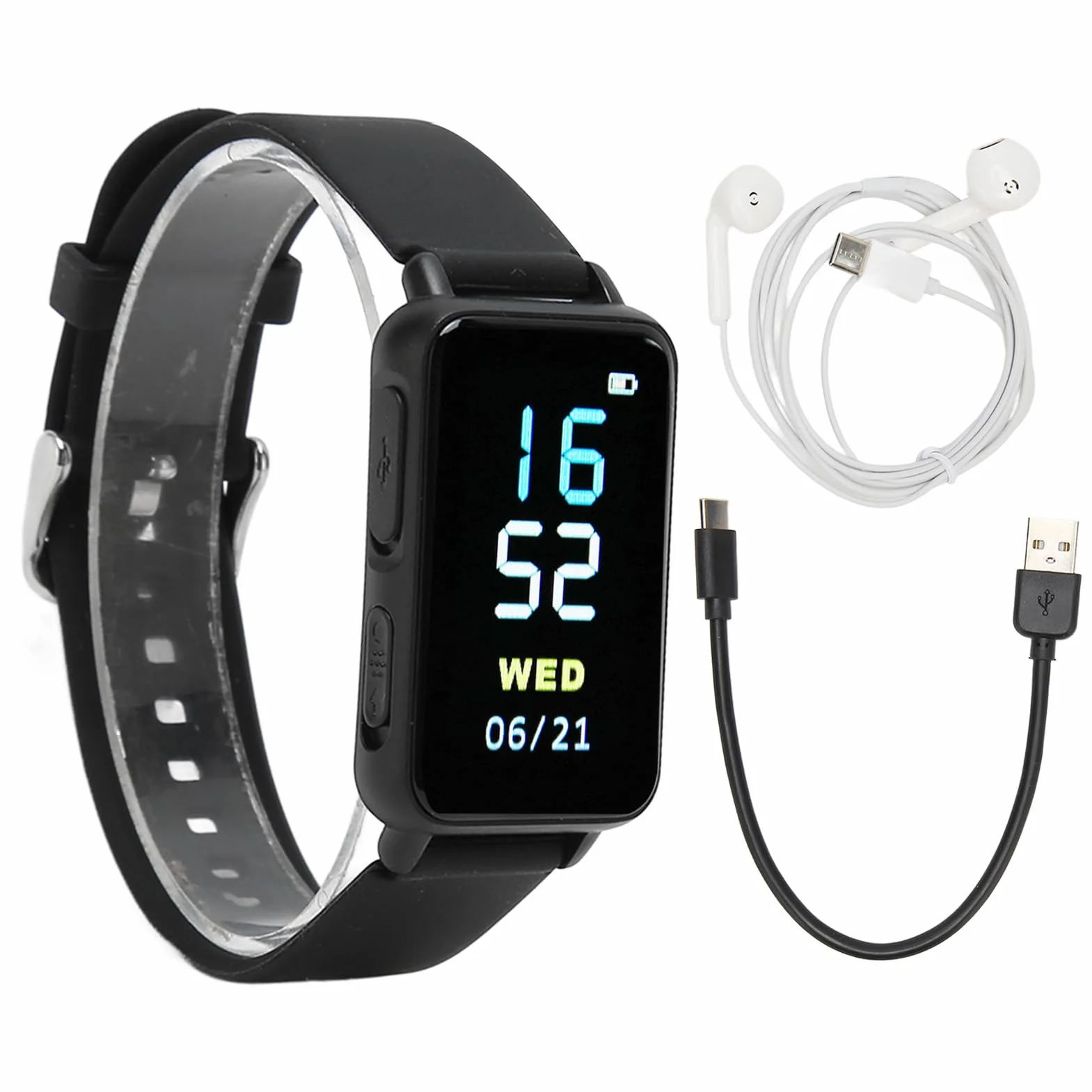Montre Enregistreur Vocal, Enregistreur activé par la Voix avec 50 Heures de Temps D'enregistrement Continu, Enregistreur MP3 avec Appareil Audio D'enregistrement de (64g)