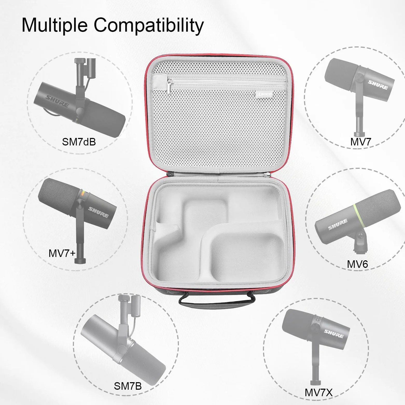 RLSOCO Étui Compatible avec Shure MV7X XLR/MV7+/MV7i/MV7 Podcast Microphone & avec SM7B/SM7dB/MV6 Microphone Dynamique (Étui Uniquement) - Noir
