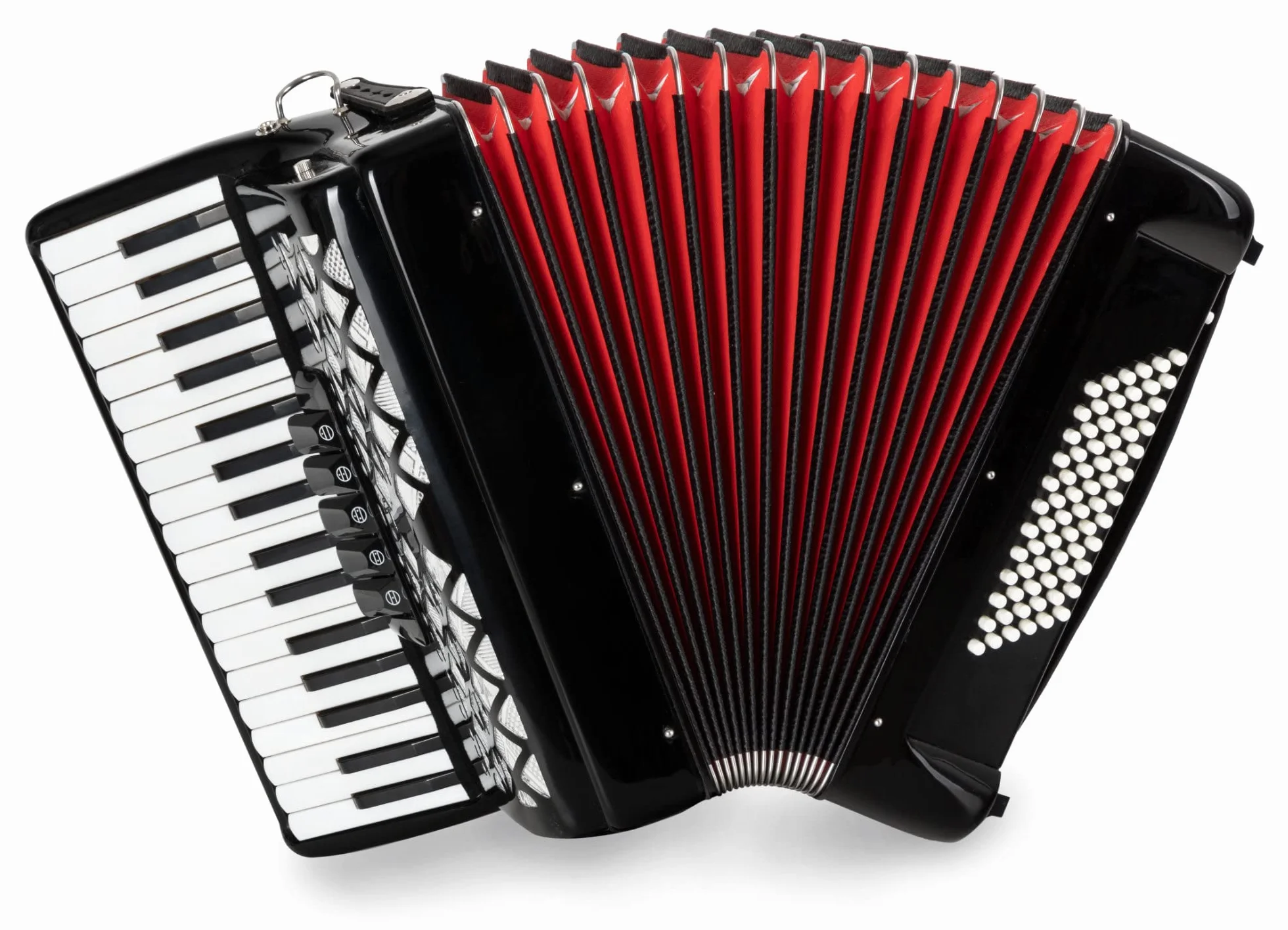 Accordéon Basse Classic Cantabile 72 "Secondo V" - Accordéon à touches - 3 voix - 34 touches aiguës - avec sangles & sac à dos - noir