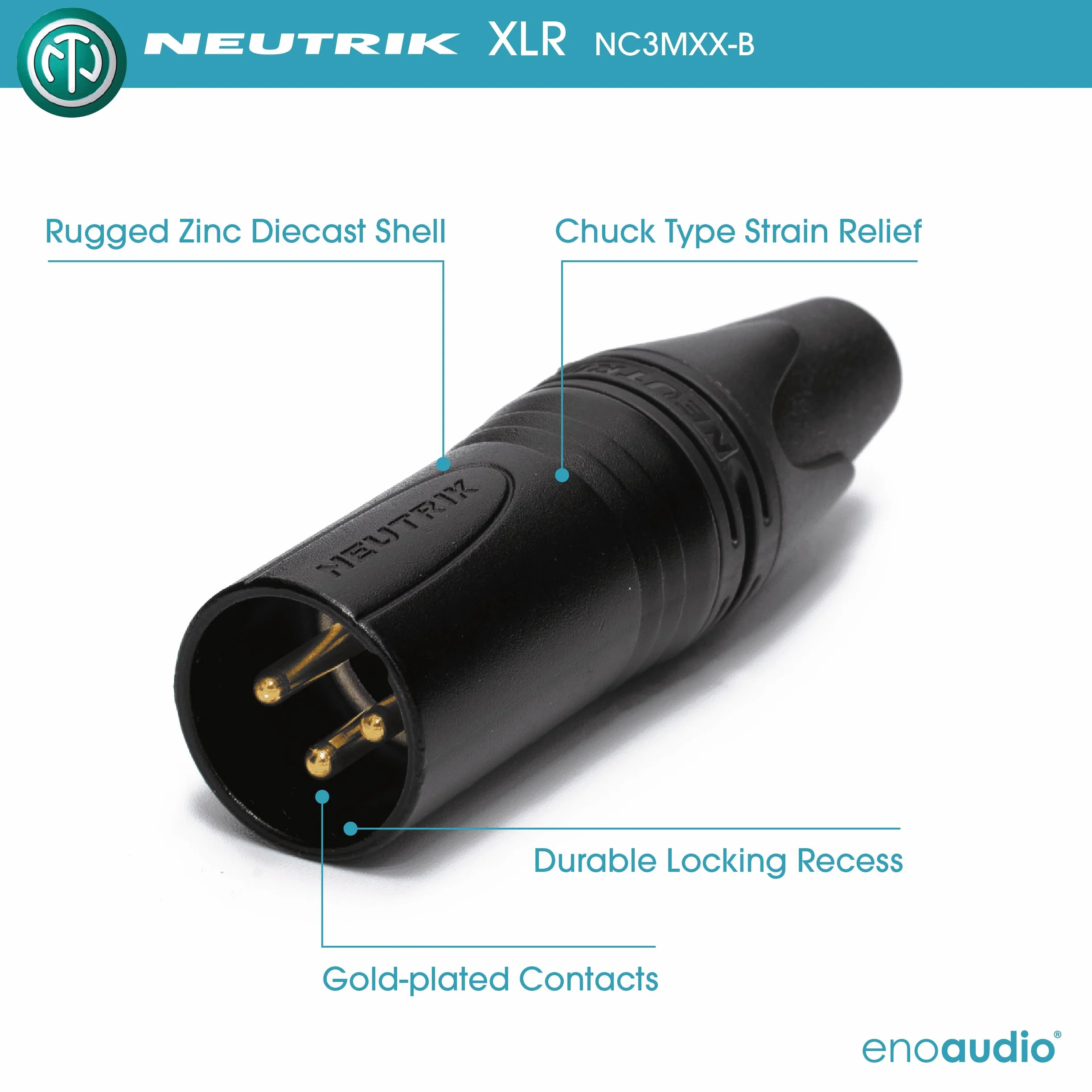 enoaudio Mogami 2534 Quad Professionel Studio Câble microphone symétrique | Neutrik Gold XLR femelle – XLR mâle | HiFi, bleu, 7 m