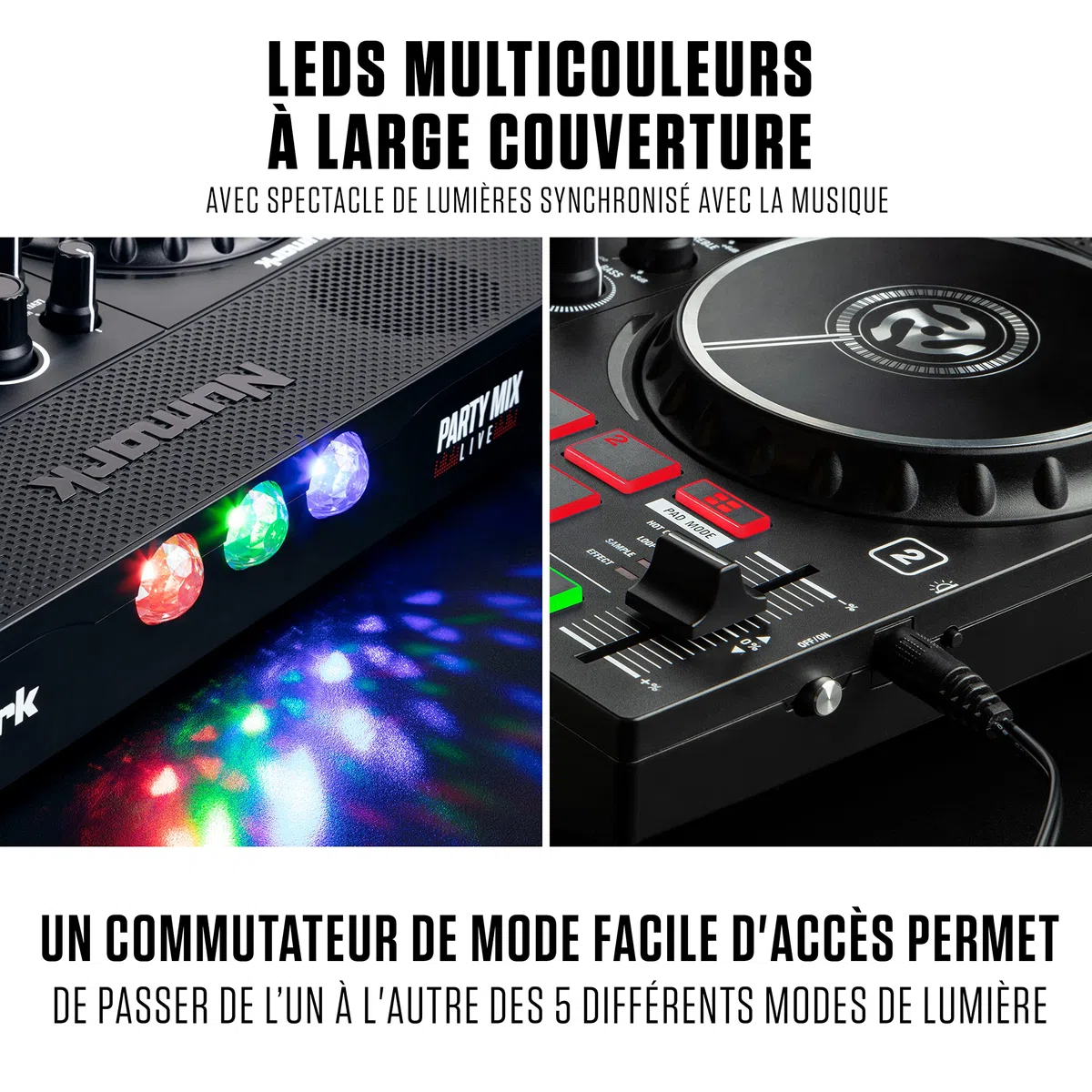 Numark Party Mix Live Platine DJ avec Enceintes Intégrées, Jeux de Lumière LED, Table de Mixage, avec Serato DJ Lite