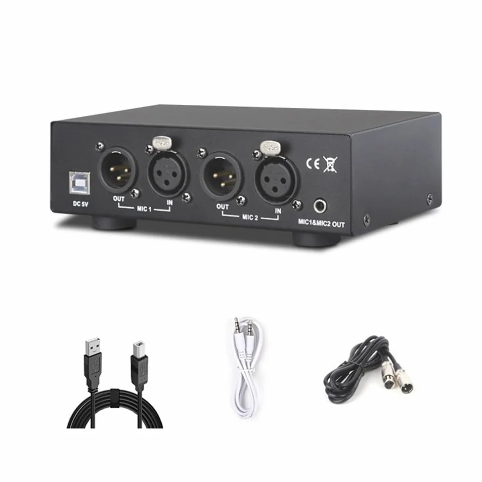 Alimentation Fantôme 2 Canaux 48 V Ensemble d'alimentation Fantôme Compact Universel pour Équipement D'Enregistrement de Musique de Microphone à Condensateur