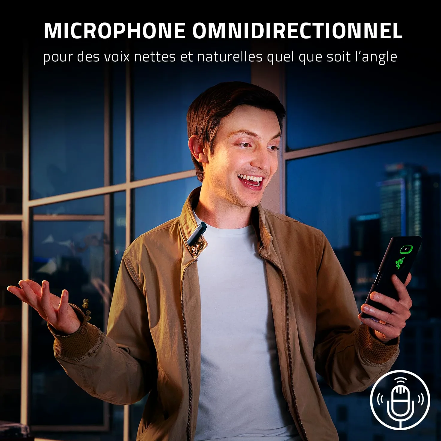 Razer Seiren BT - Microphone Bluetooth portable (Micro Omnidirectionnel, Annulation de Bruit Ultraperformante et Personnalisable, Bonettes coupe-vent, Pour le Vlog, Compatible avec le Streaming)