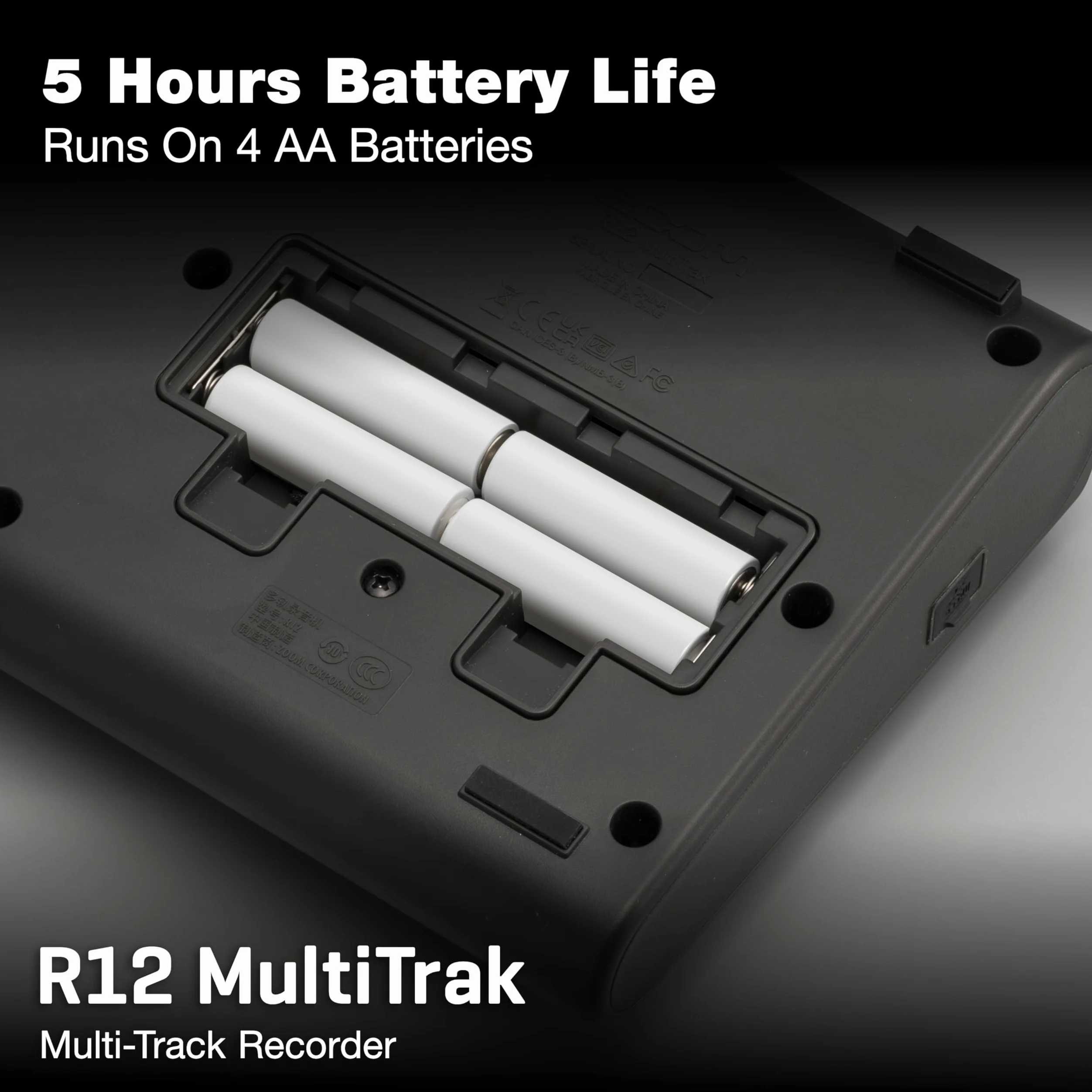 Zoom Enregistreur portable multi-pistes R12, avec écran tactile, édition intégrée, 8 pistes, 2 entrées combinées, effets, synthétiseur, boucles de batterie, alimentation par batterie et interface