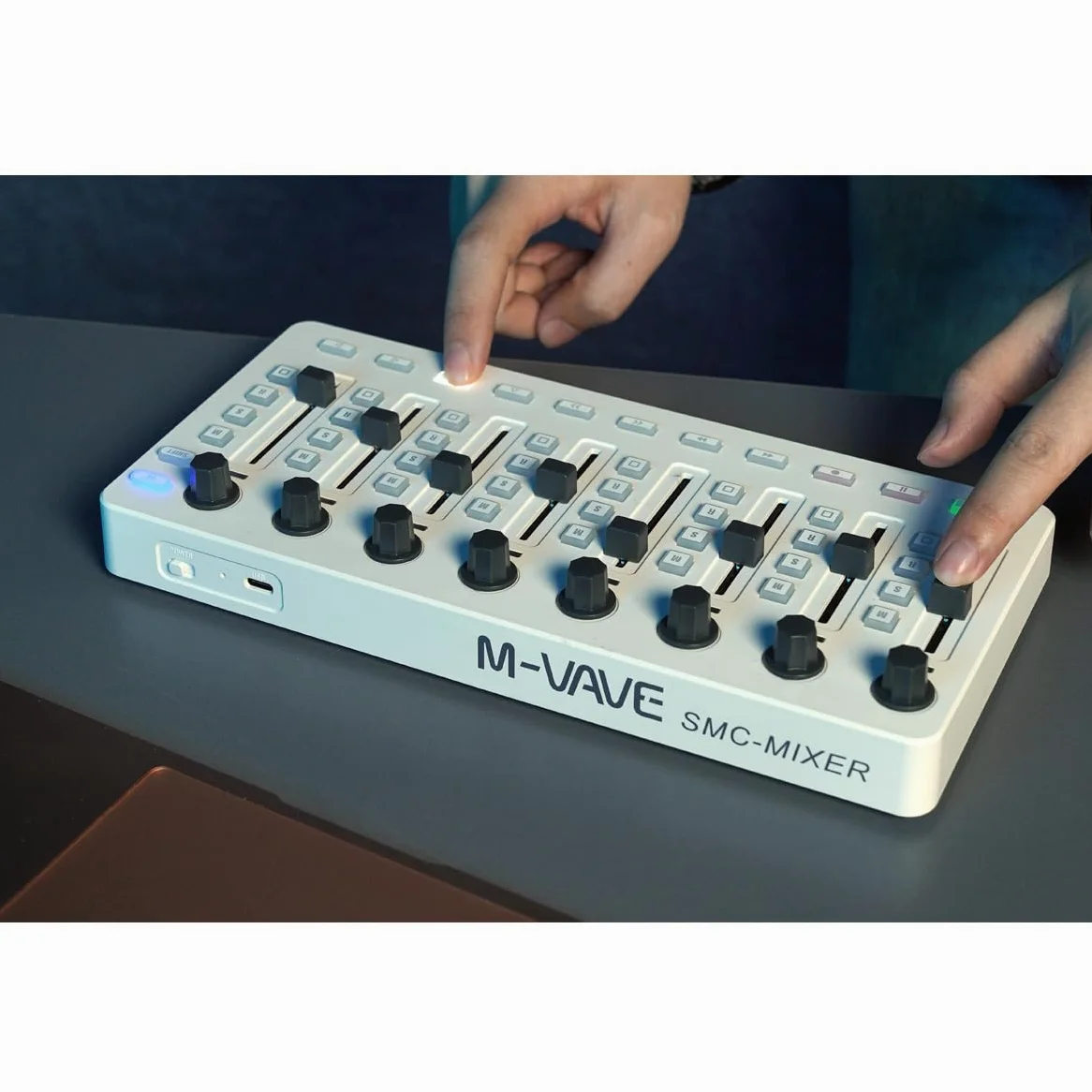 M-Vave SMC Mixer - Contrôleur/mixeur MIDI Bluetooth sans fil avec 8 encodeurs, alimenté par batterie et USB
