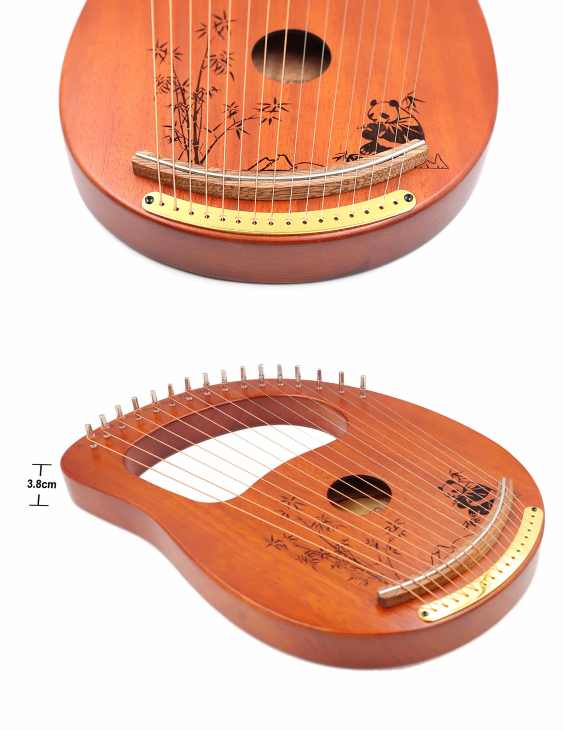 Rayzm Lyre Harp, Instrument de Lyre en acajou en bois massif avec conception brevetée, Harpe Portable 16 cordes en métal Lye pour adultes/enfants/débutants