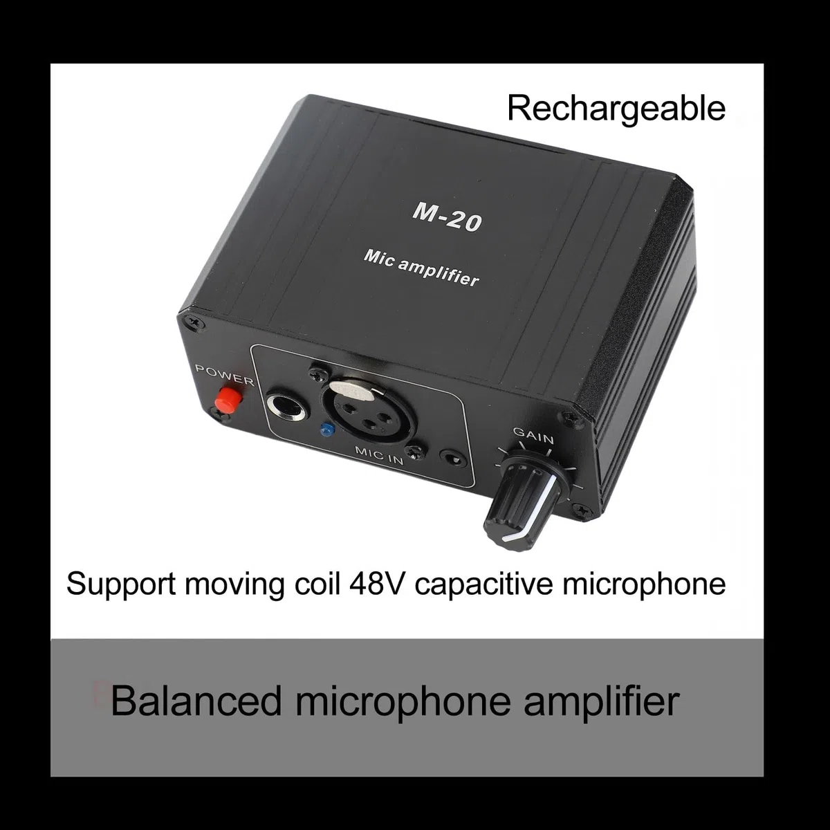 Préampli de Microphone, Préamplificateur de Microphone à Gain élevé avec Alimentation Fantôme 48 V pour Microphones Dynamiques et à Condensateur, Préamplificateur de Micro de