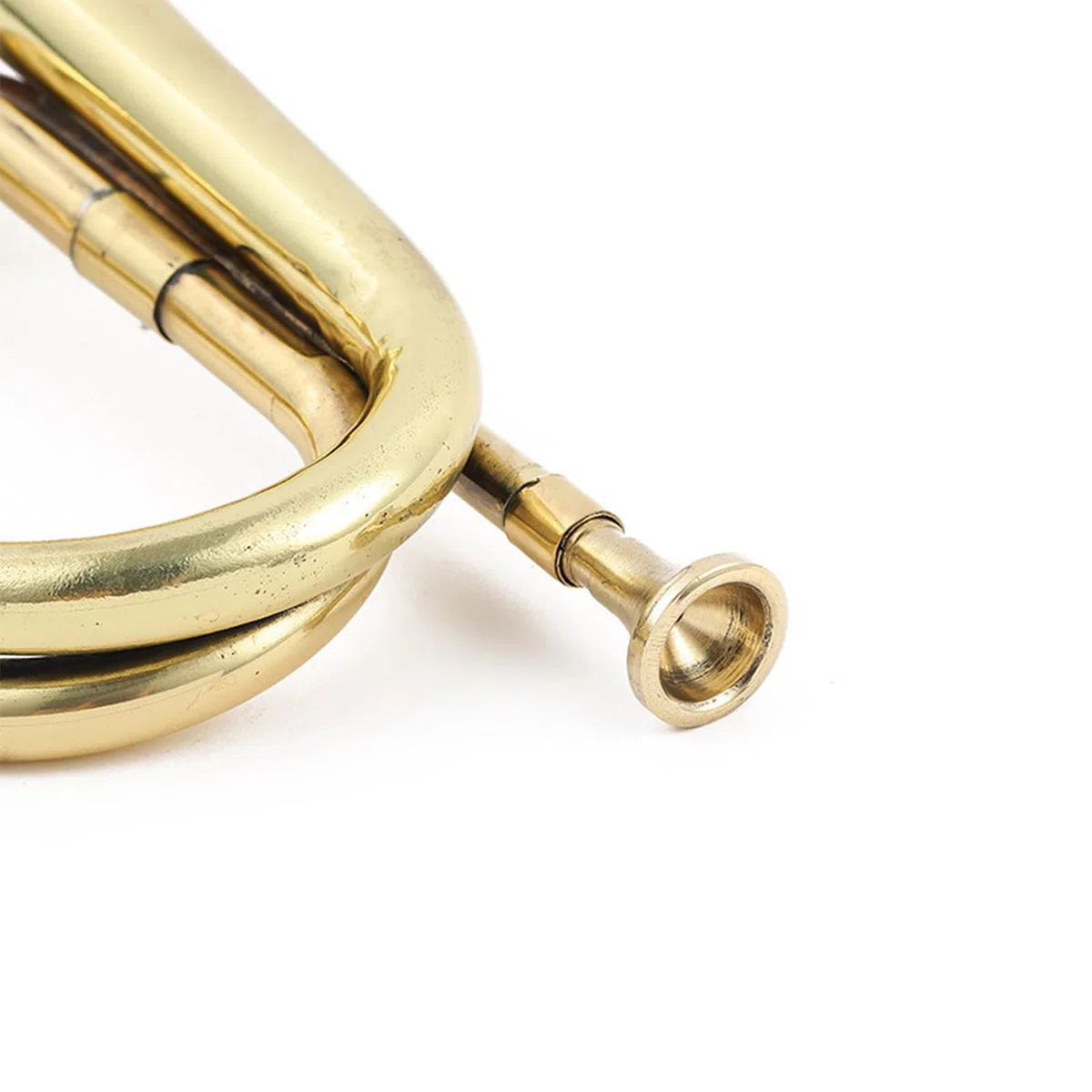 Brass Bugle Horn, Pocket Trumpet, Toy Instrument Gold, Fashionable Cavalry Music Horn, Band & Orchestra Sound Tool for Kids and Beginner Performance Use, 12.01 Inches